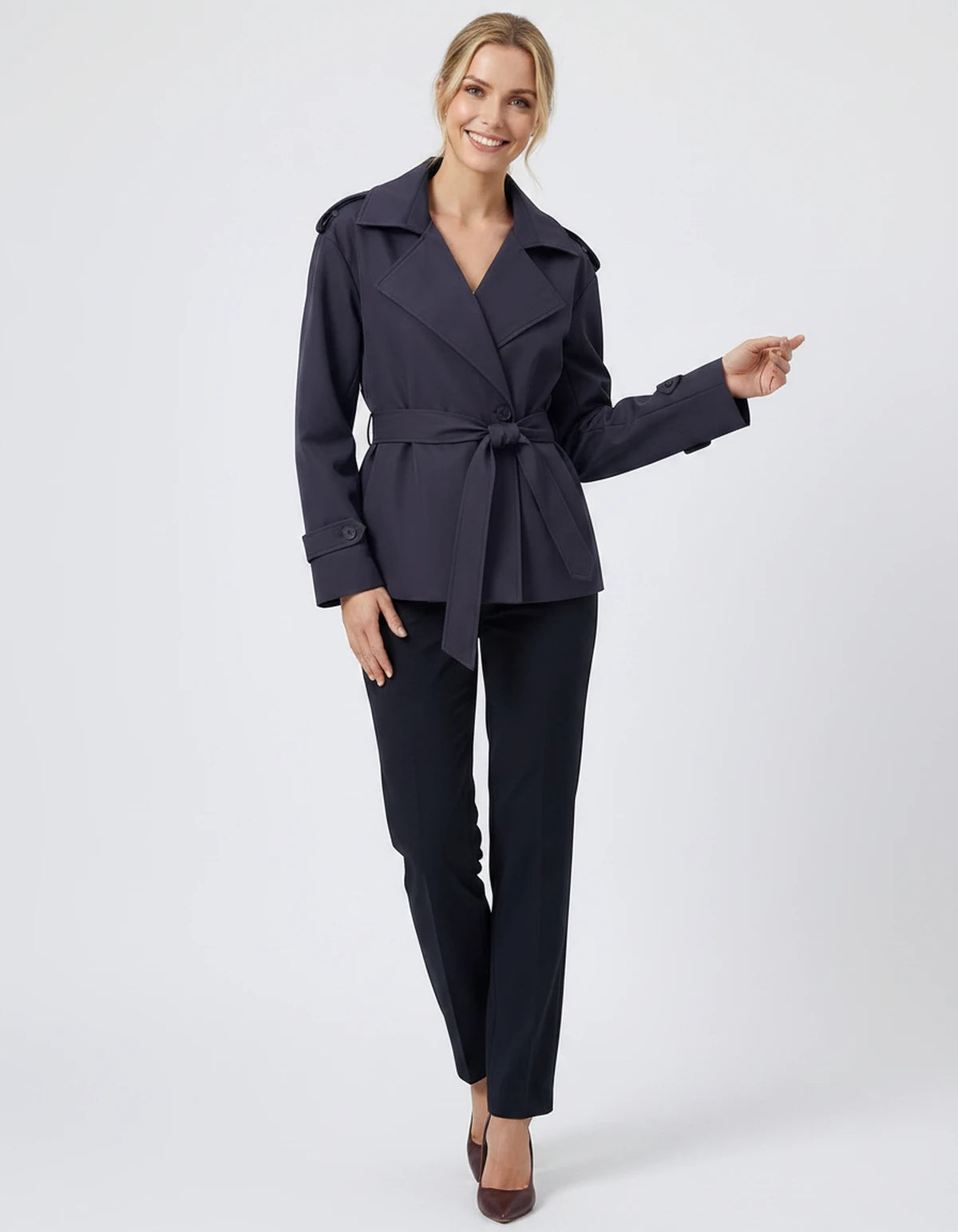 Melisande Coat — Short Navy Blue | SKU: SD-77883-shortnavyblue-XS,SD-77883-shortnavyblue-S,SD-77883-shortnavyblue-M,SD-77883-shortnavyblue-L,SD-77883-shortnavyblue-XL