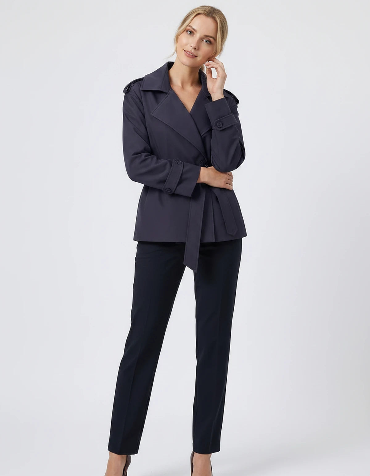 Melisande Coat — Short Navy Blue | SKU: SD-77883-shortnavyblue-XS,SD-77883-shortnavyblue-S,SD-77883-shortnavyblue-M,SD-77883-shortnavyblue-L,SD-77883-shortnavyblue-XL