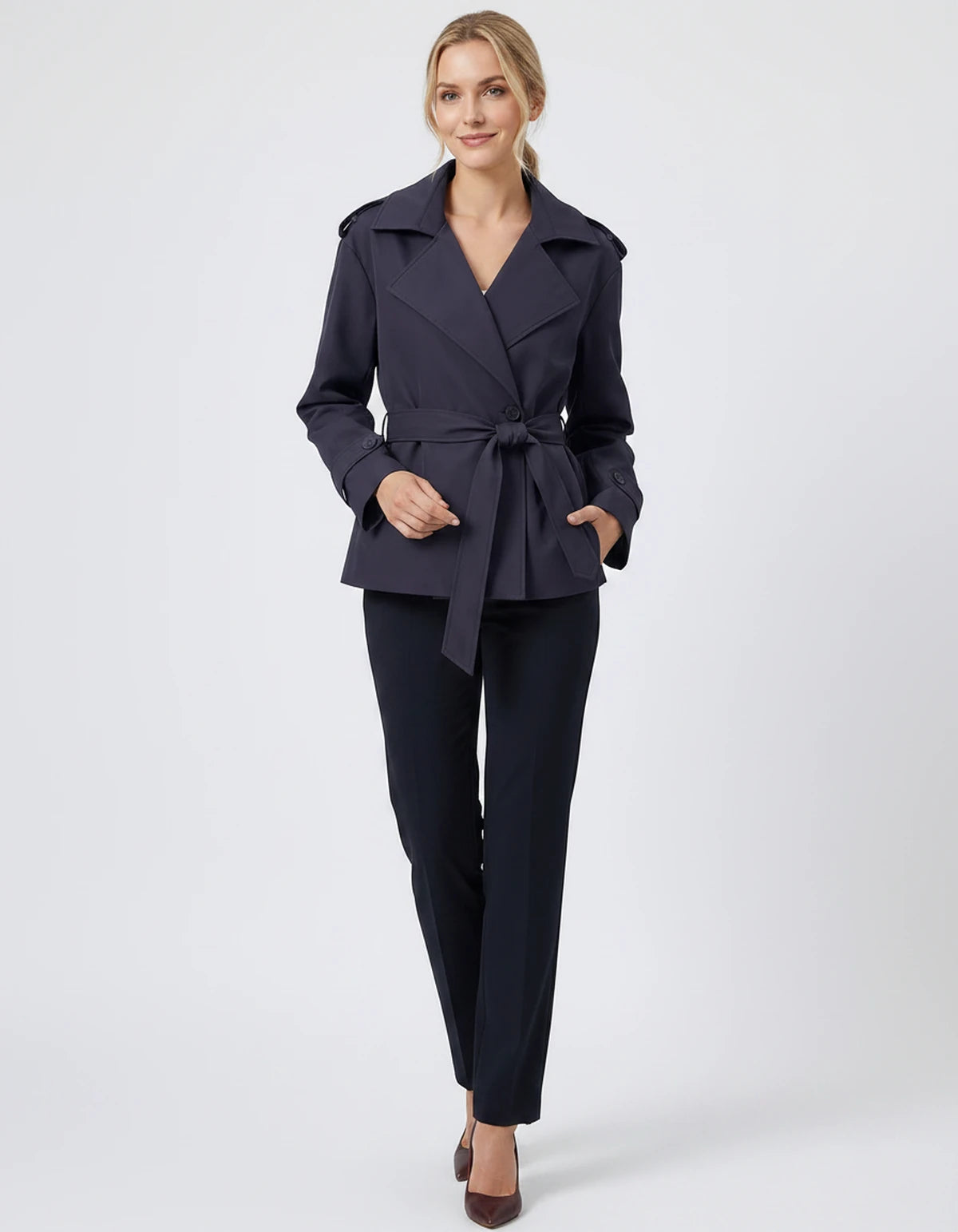 Melisande Coat — Short Navy Blue | SKU: SD-77883-shortnavyblue-XS,SD-77883-shortnavyblue-S,SD-77883-shortnavyblue-M,SD-77883-shortnavyblue-L,SD-77883-shortnavyblue-XL