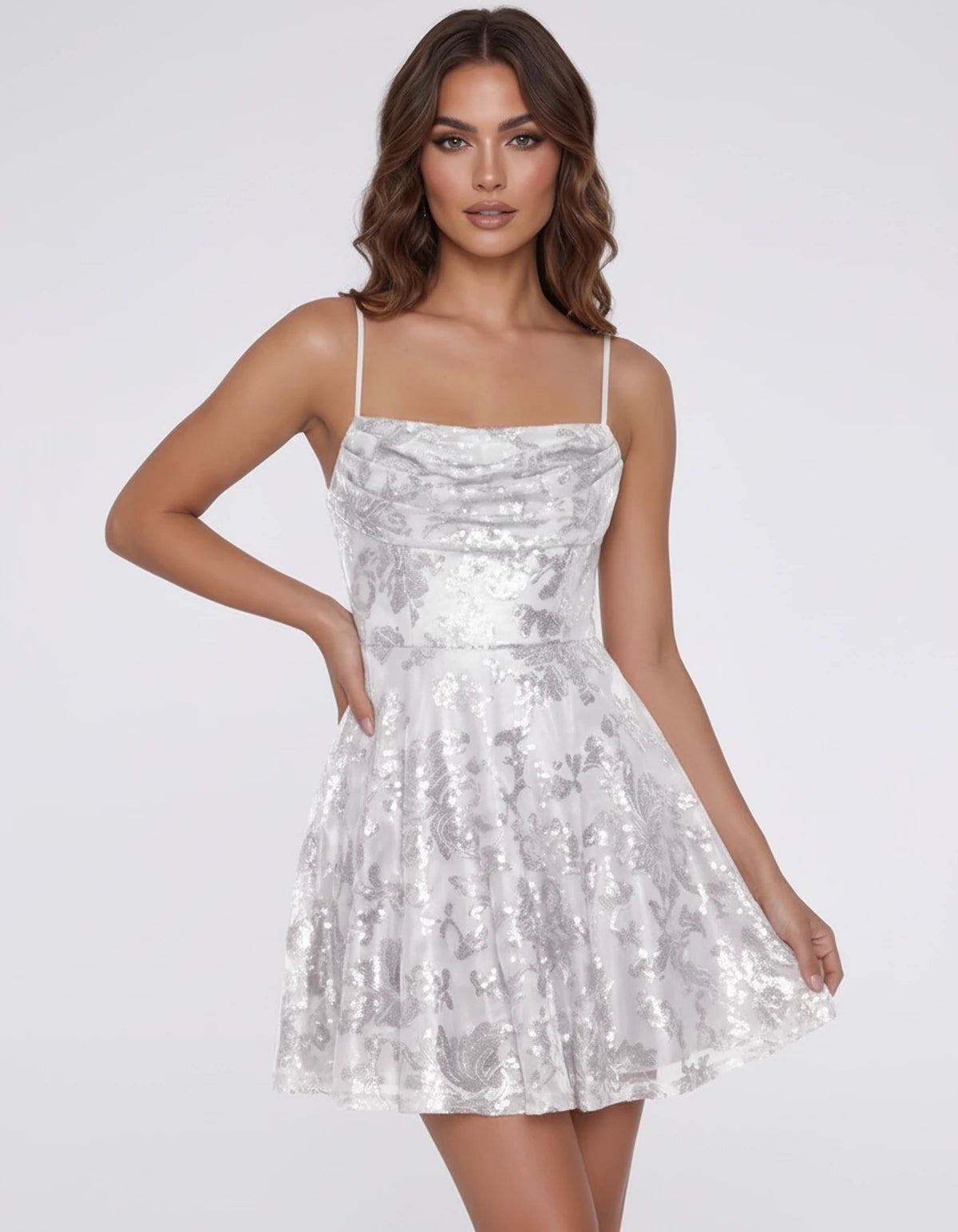 Melodie Mini Dress — White | SKU: SD-25567-white-2,SD-25567-white-4,SD-25567-white-6,SD-25567-white-8,SD-25567-white-10,SD-25567-white-12,SD-25567-white-14,SD-25567-white-16,SD-25567-white-16W,SD-25567-white-18W,SD-25567-white-20W,SD-25567-white-22W