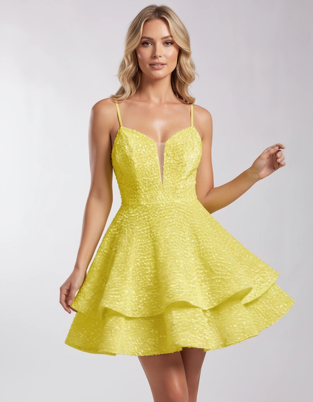 Menorca Mini Dress — Yellow | SKU: SD-48070-yellow-2,SD-48070-yellow-4,SD-48070-yellow-6,SD-48070-yellow-8,SD-48070-yellow-10,SD-48070-yellow-12,SD-48070-yellow-14,SD-48070-yellow-16,SD-48070-yellow-16W,SD-48070-yellow-18,SD-48070-yellow-18W,SD-48070-yellow-20W