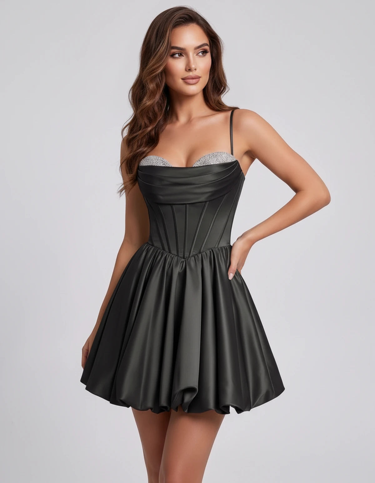 Messina Mini Dress — Black | SKU: SD-03643-black-2,SD-03643-black-4,SD-03643-black-6,SD-03643-black-8,SD-03643-black-10,SD-03643-black-12,SD-03643-black-14,SD-03643-black-16,SD-03643-black-16W,SD-03643-black-18W,SD-03643-black-20W,SD-03643-black-22W