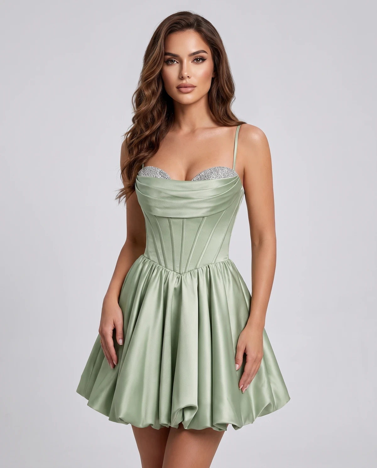 Messina Mini Dress — Sage Green