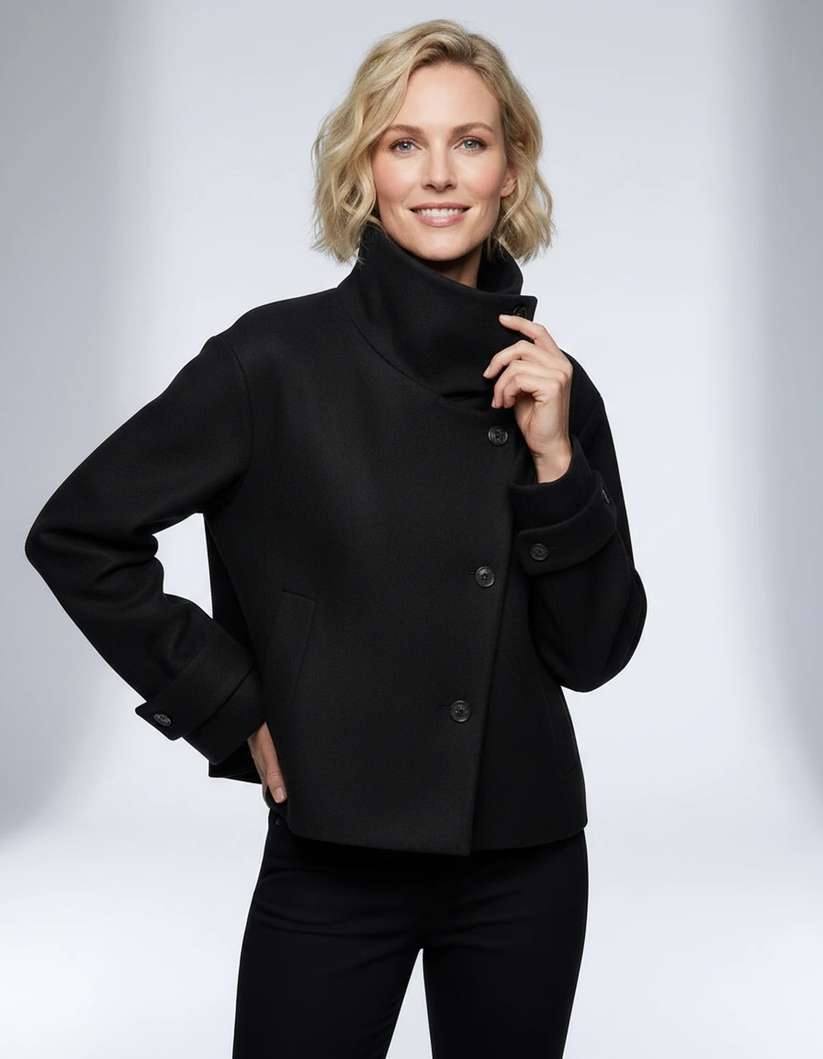 Mirabelle Coat — Black | SKU: SD-27400-black-XS,SD-27400-black-S,SD-27400-black-M,SD-27400-black-L