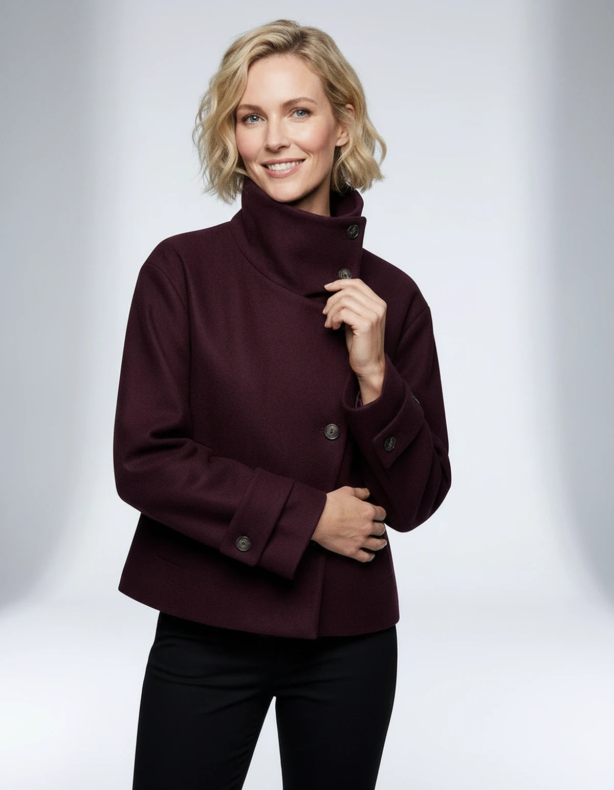 Mirabelle Coat — Burgundy | SKU: SD-27400-burgundy-XS,SD-27400-burgundy-S,SD-27400-burgundy-M,SD-27400-burgundy-L
