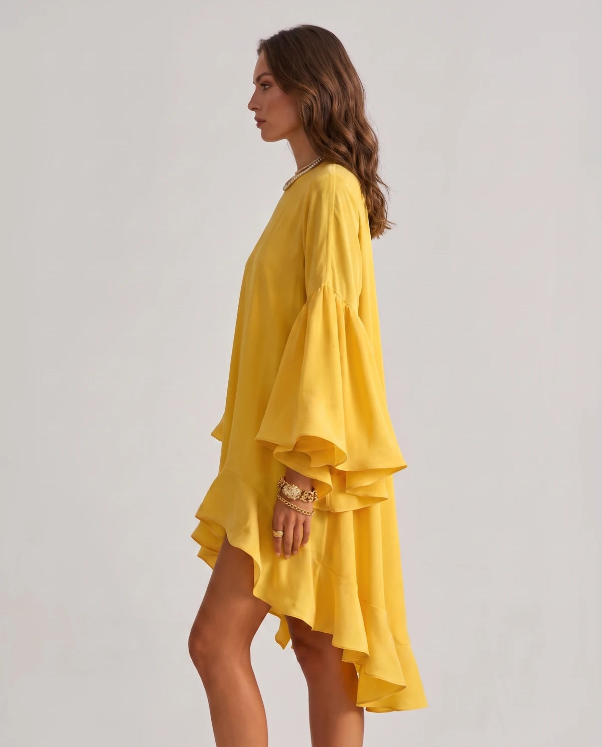 Mirielle Midi Dresses — Gold | SKU: SD-95642-gold-XS,SD-95642-gold-S,SD-95642-gold-M,SD-95642-gold-L,SD-95642-gold-XL,SD-95642-gold-2XL