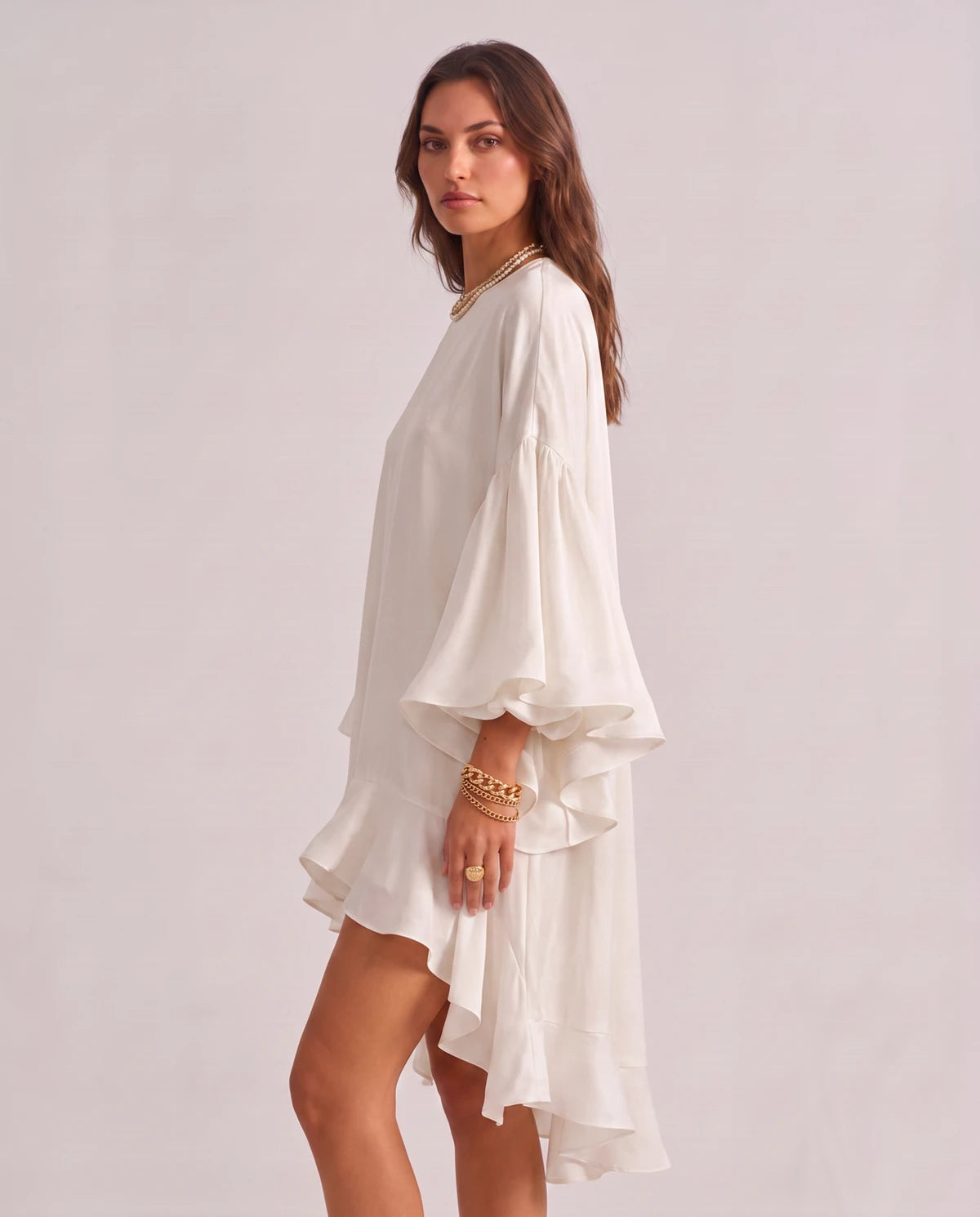 Mirielle Midi Dresses — White | SKU: SD-95642-white-XS,SD-95642-white-S,SD-95642-white-M,SD-95642-white-L,SD-95642-white-XL,SD-95642-white-2XL