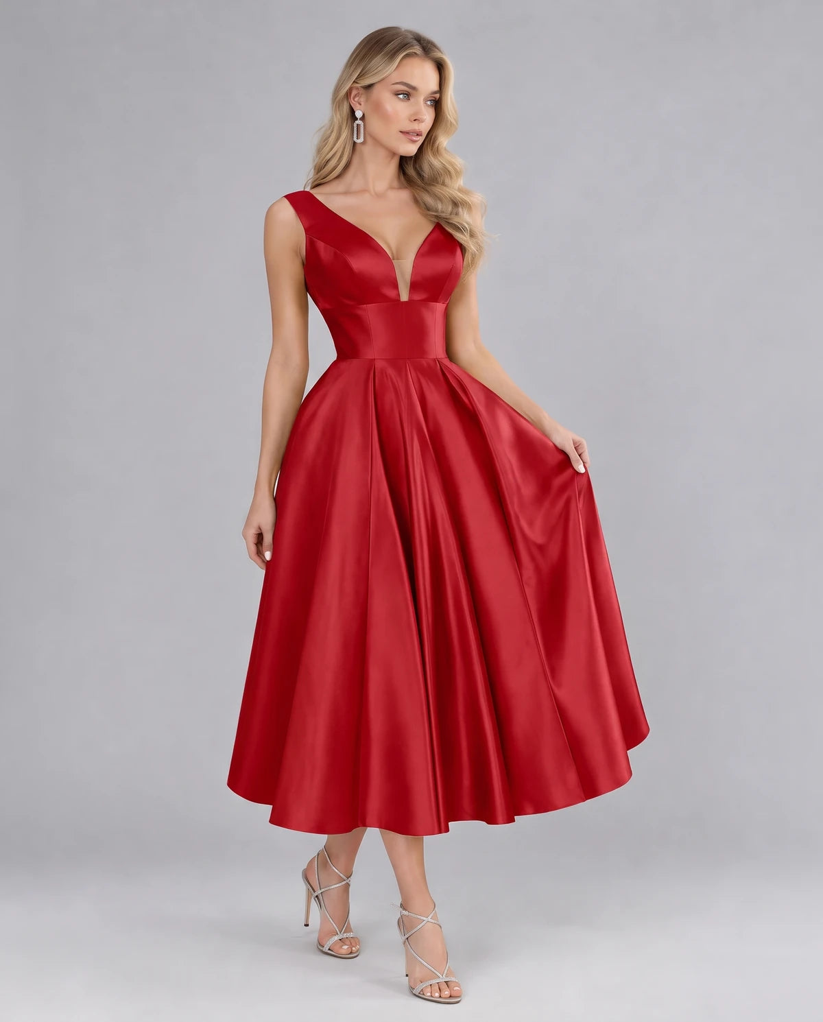 Montaigne Midi Dresses — Red