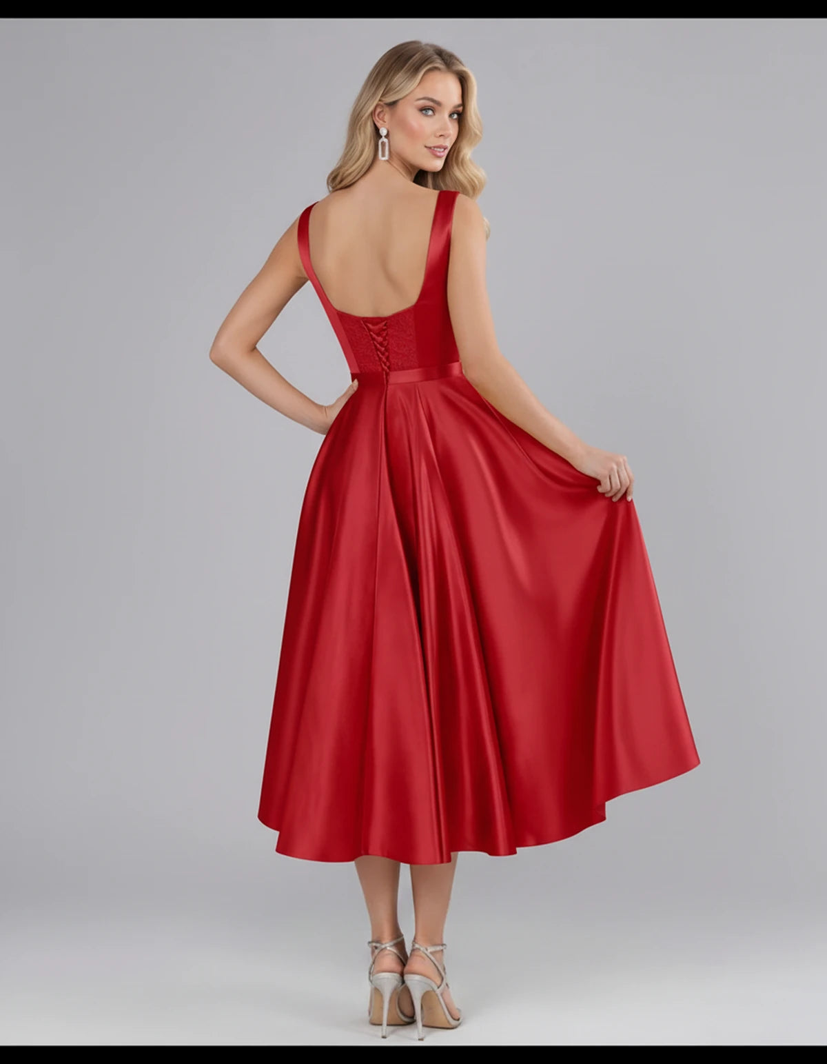 Montaigne Midi Dresses — Red | SKU: SD-07068-red-2,SD-07068-red-4,SD-07068-red-6,SD-07068-red-8,SD-07068-red-10,SD-07068-red-12,SD-07068-red-14,SD-07068-red-16,SD-07068-red-16W,SD-07068-red-18W