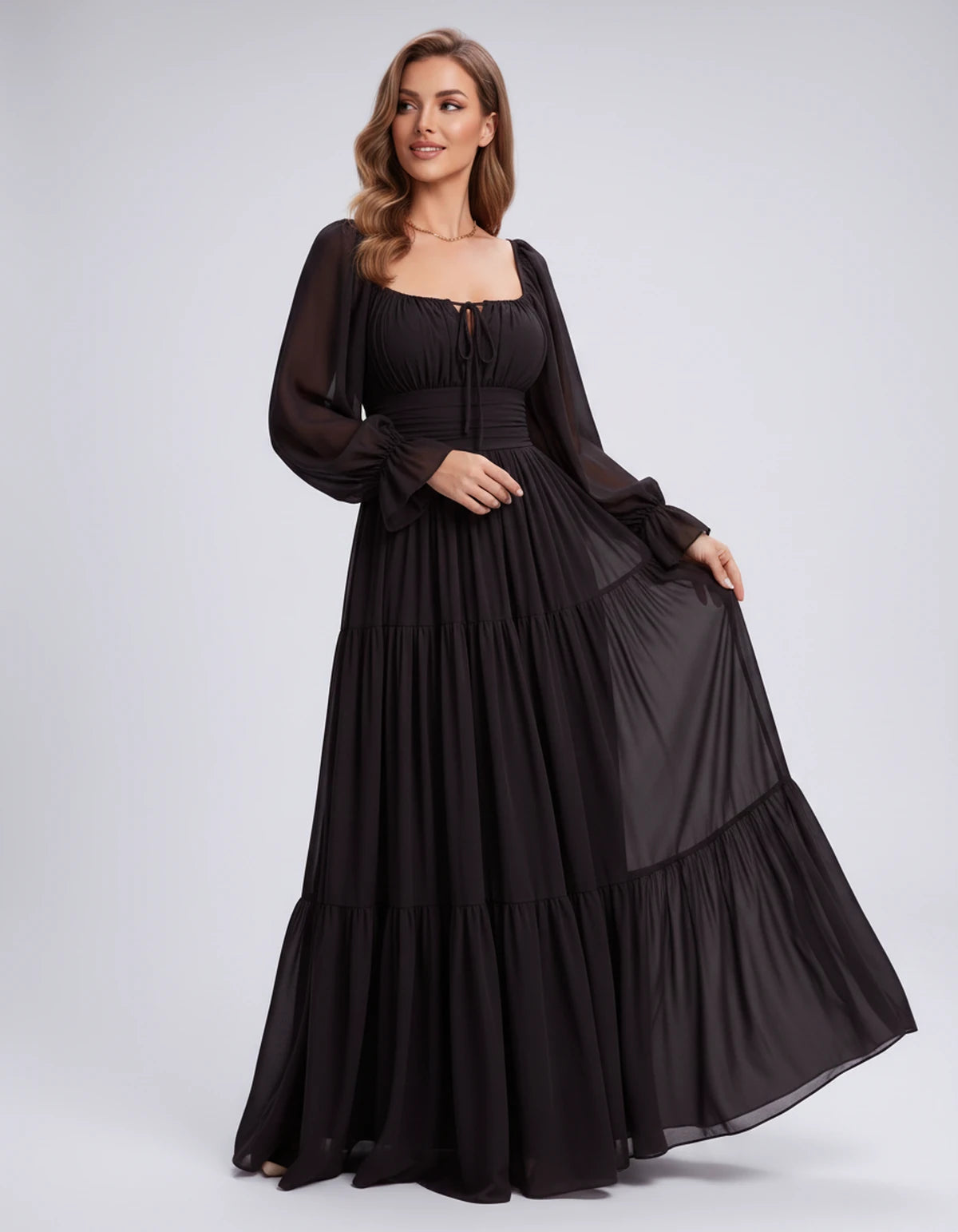 Morvenna Maxi Dress — Black | SKU: SD-97018-black-XS,SD-97018-black-S,SD-97018-black-M,SD-97018-black-L,SD-97018-black-XL,SD-97018-black-2XL