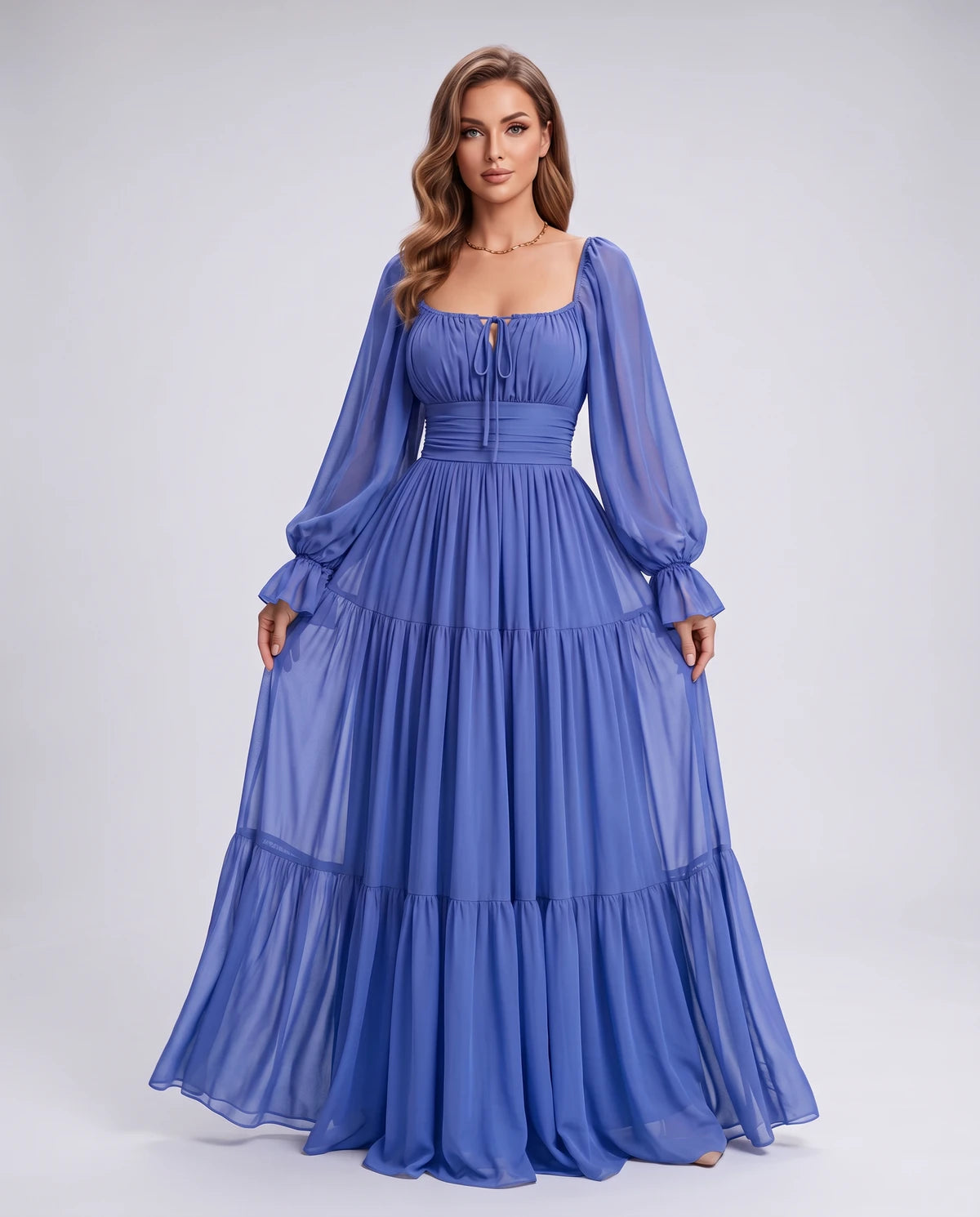 Morvenna Maxi Dress — Sky Blue | SKU: SD-97018-skyblue-XS,SD-97018-skyblue-S,SD-97018-skyblue-M,SD-97018-skyblue-L,SD-97018-skyblue-XL,SD-97018-skyblue-2XL