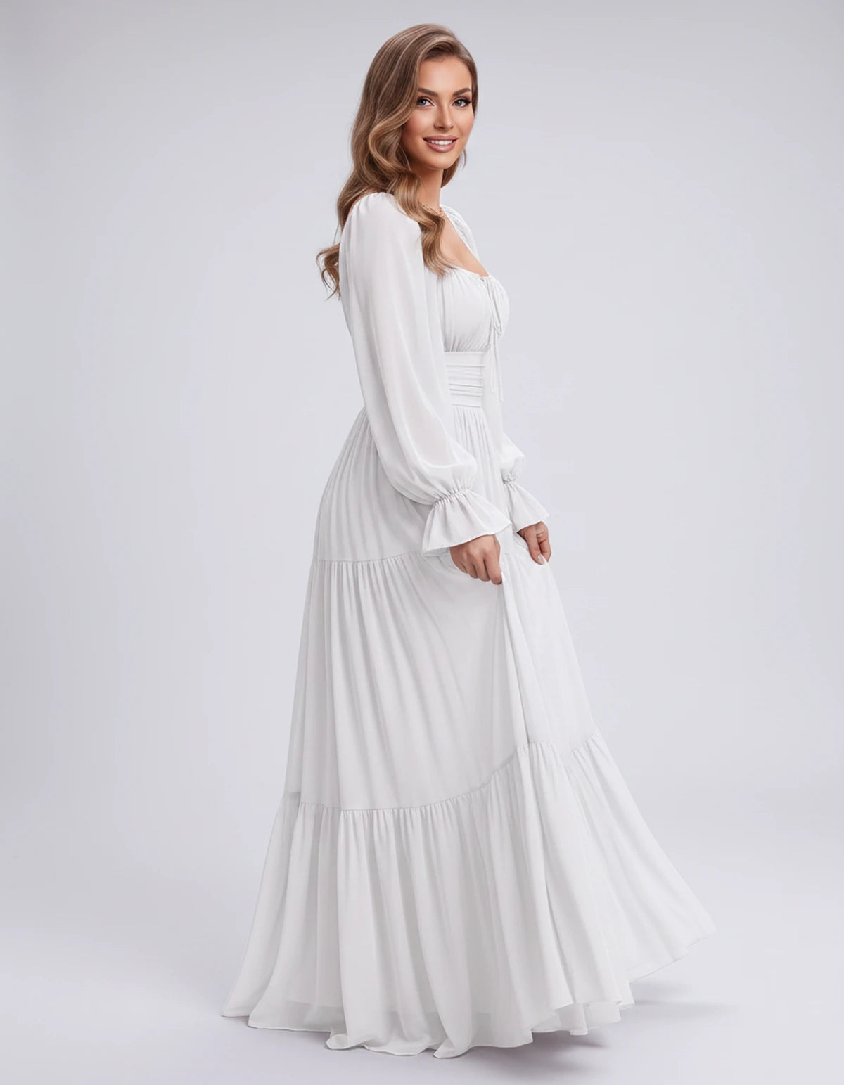 Morvenna Maxi Dress — White | SKU: SD-97018-white-XS,SD-97018-white-S,SD-97018-white-M,SD-97018-white-L,SD-97018-white-XL,SD-97018-white-2XL