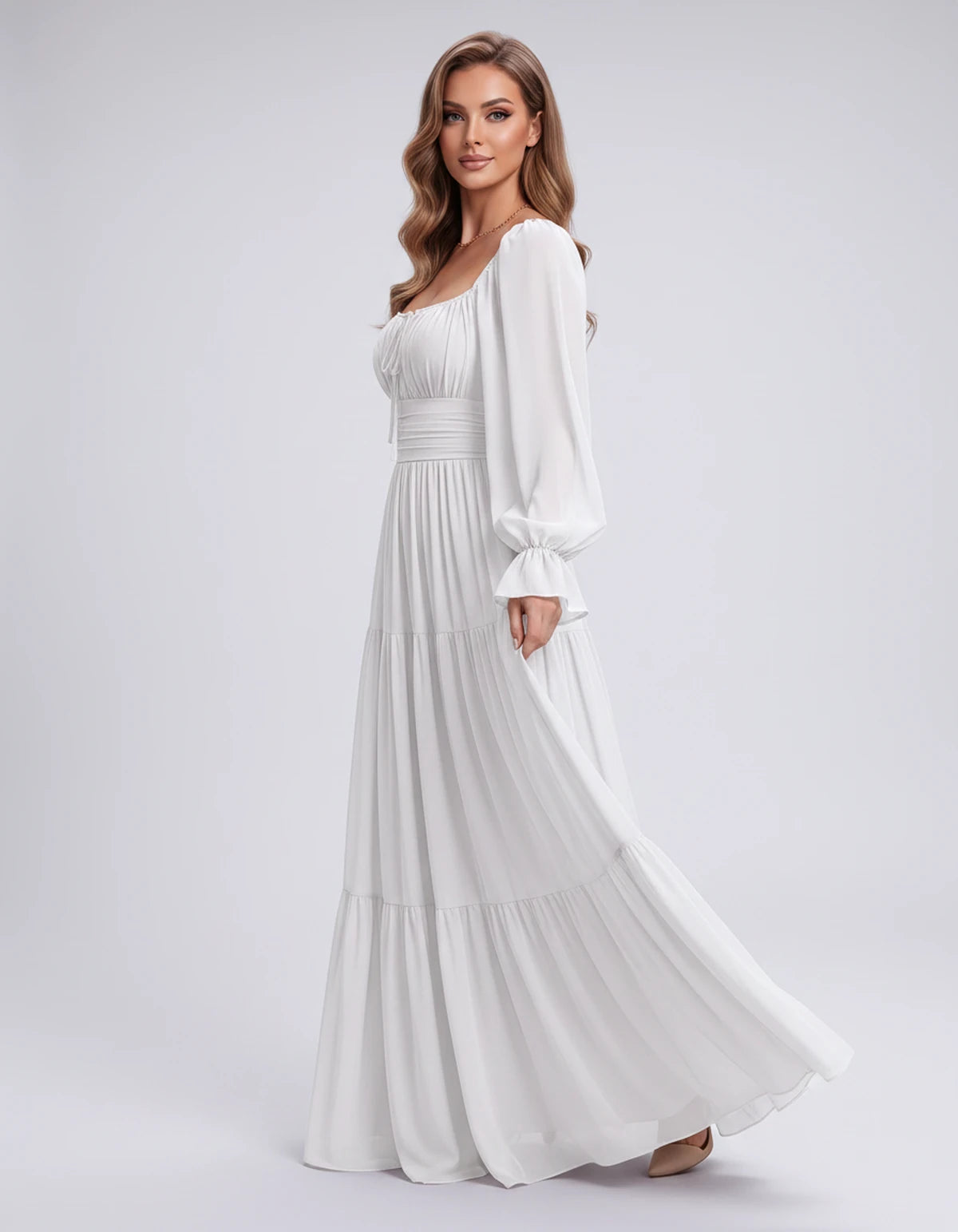 Morvenna Maxi Dress — White | SKU: SD-97018-white-XS,SD-97018-white-S,SD-97018-white-M,SD-97018-white-L,SD-97018-white-XL,SD-97018-white-2XL
