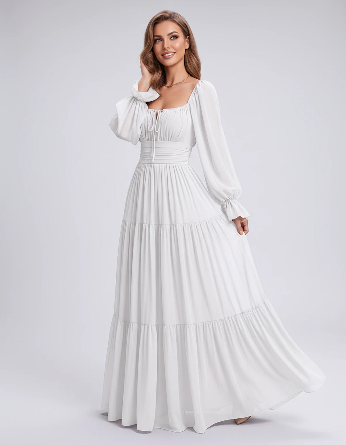 Morvenna Maxi Dress — White | SKU: SD-97018-white-XS,SD-97018-white-S,SD-97018-white-M,SD-97018-white-L,SD-97018-white-XL,SD-97018-white-2XL