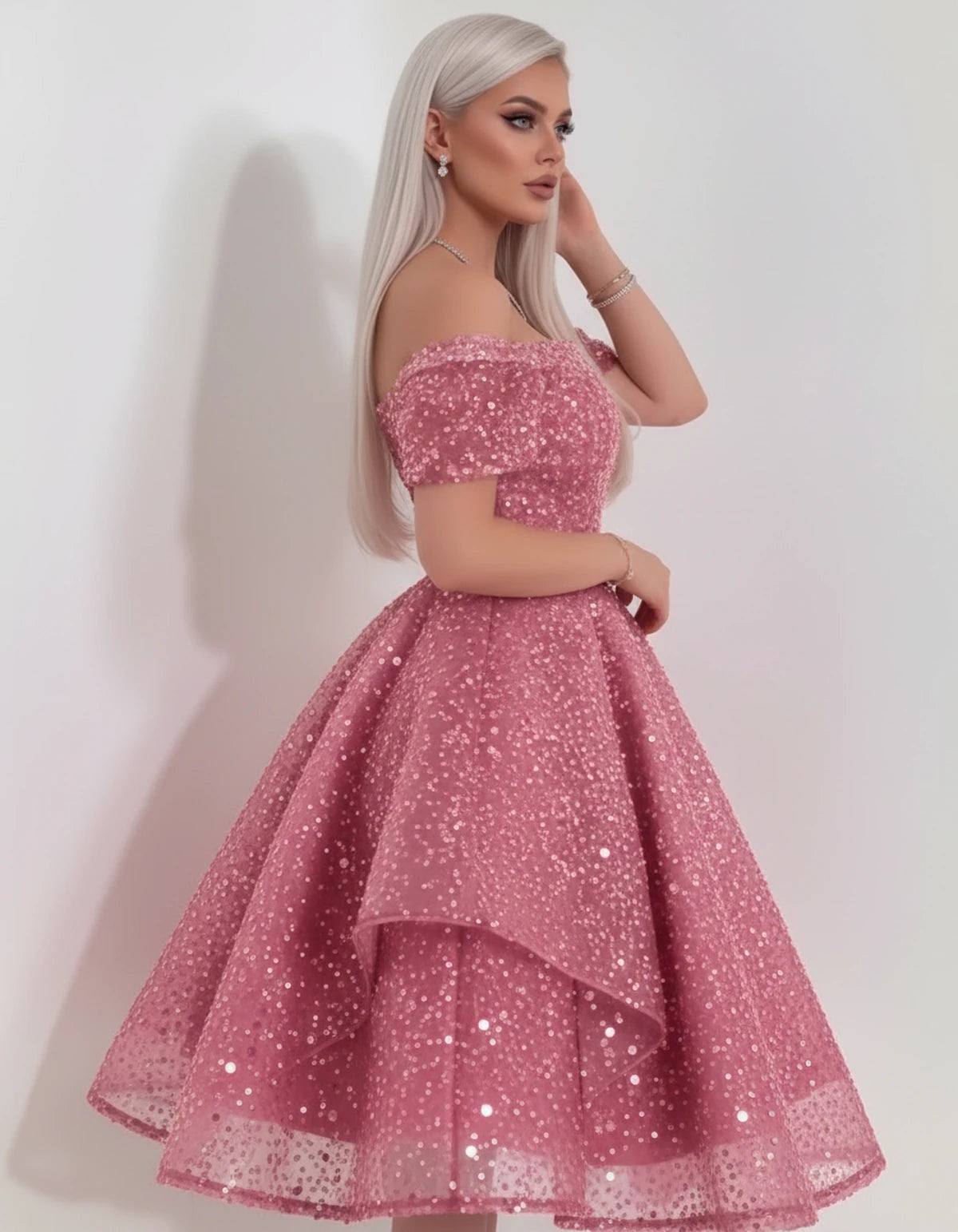 Nacrelle Mini Dress — Pink | SKU: SD-11108-pink-2,SD-11108-pink-4,SD-11108-pink-6,SD-11108-pink-8,SD-11108-pink-10,SD-11108-pink-12,SD-11108-pink-14,SD-11108-pink-16,SD-11108-pink-16W,SD-11108-pink-18W,SD-11108-pink-20W,SD-11108-pink-22W