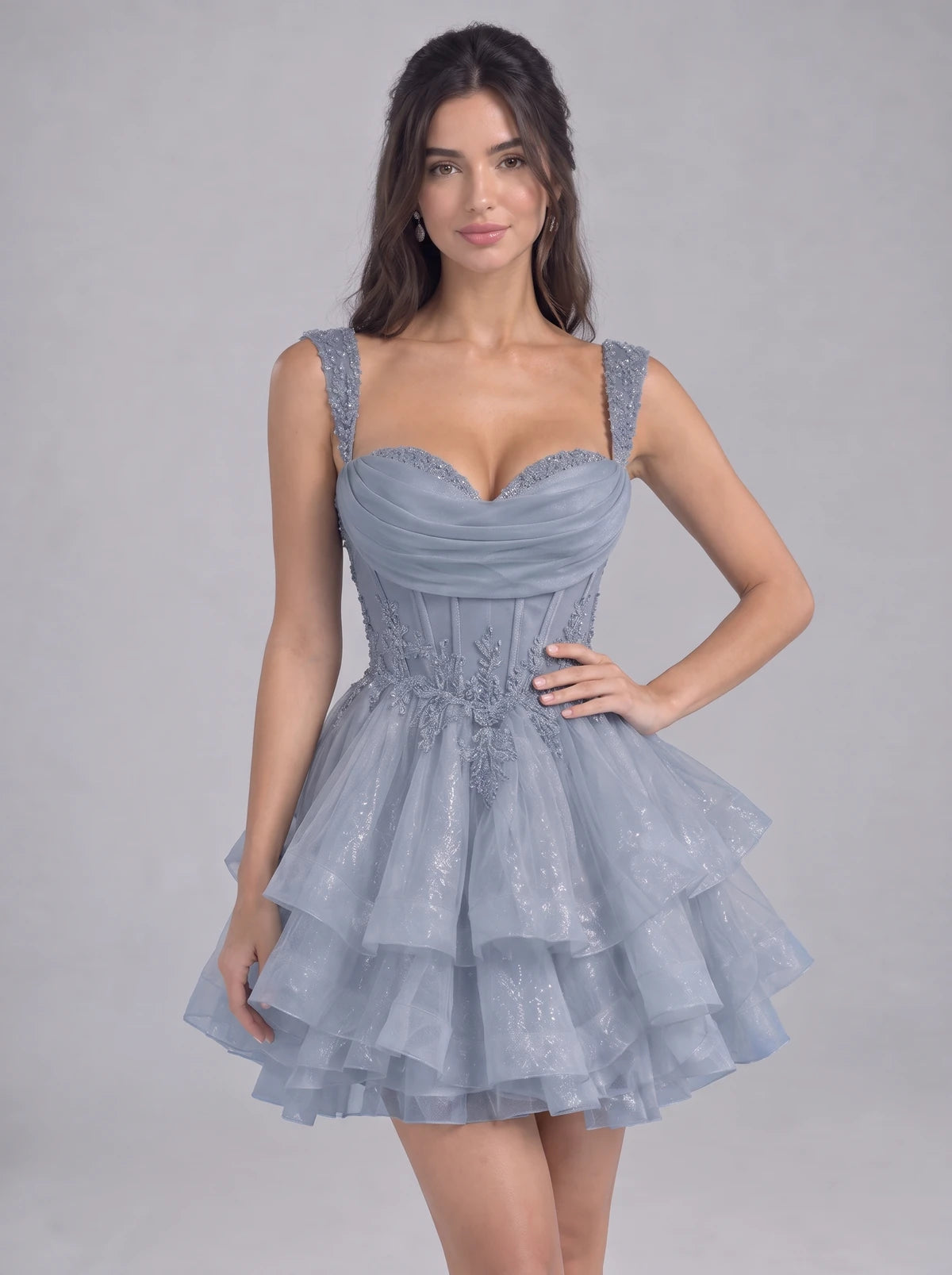 Nadalie Mini Dress — Dusty Blue | SKU: SD-45915-dustyblue-2,SD-45915-dustyblue-4,SD-45915-dustyblue-6,SD-45915-dustyblue-8,SD-45915-dustyblue-10,SD-45915-dustyblue-12,SD-45915-dustyblue-14,SD-45915-dustyblue-16,SD-45915-dustyblue-16W,SD-45915-dustyblue-18W,SD-45915-dustyblue-20W,SD-45915-dustyblue-22W