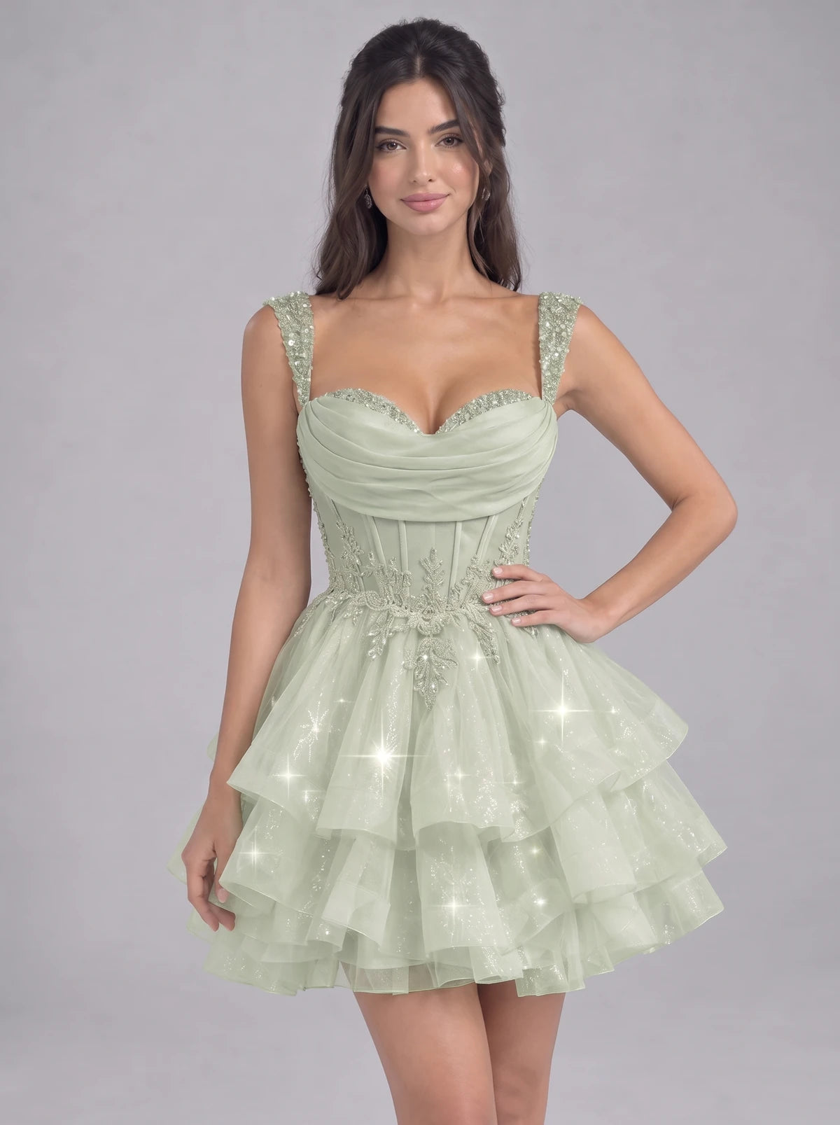 Nadalie Mini Dress — Dusty Sage | SKU: SD-45915-dustysage-2,SD-45915-dustysage-4,SD-45915-dustysage-6,SD-45915-dustysage-8,SD-45915-dustysage-10,SD-45915-dustysage-12,SD-45915-dustysage-14,SD-45915-dustysage-16,SD-45915-dustysage-16W,SD-45915-dustysage-18W,SD-45915-dustysage-20W,SD-45915-dustysage-22W