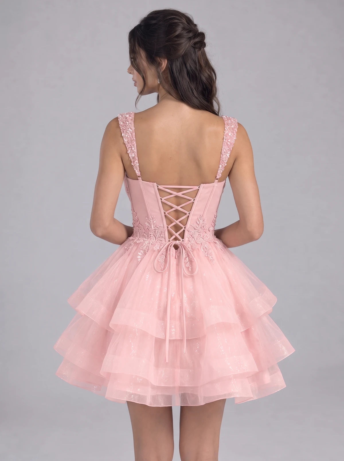 Nadalie Mini Dress — Pink | SKU: SD-45915-pink-2,SD-45915-pink-4,SD-45915-pink-6,SD-45915-pink-8,SD-45915-pink-10,SD-45915-pink-12,SD-45915-pink-14,SD-45915-pink-16,SD-45915-pink-16W,SD-45915-pink-18W,SD-45915-pink-20W,SD-45915-pink-22W