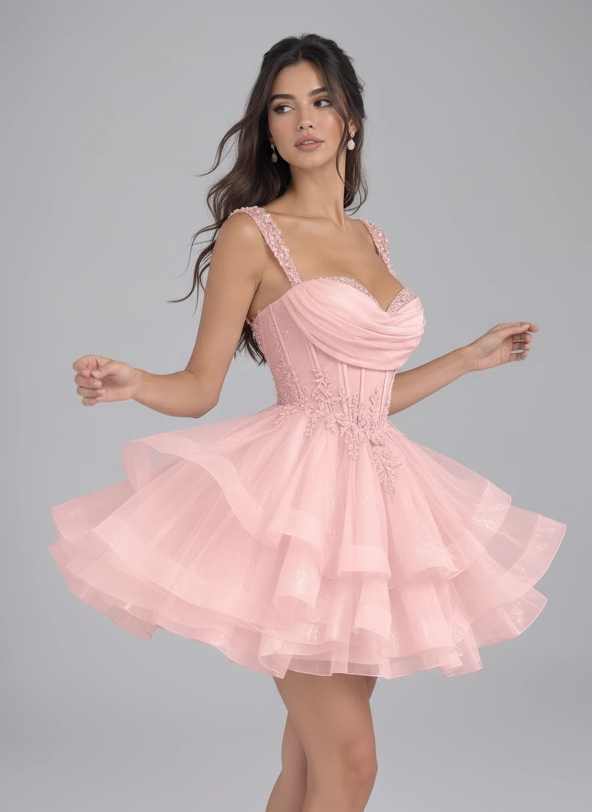 Nadalie Mini Dress — Pink | SKU: SD-45915-pink-2,SD-45915-pink-4,SD-45915-pink-6,SD-45915-pink-8,SD-45915-pink-10,SD-45915-pink-12,SD-45915-pink-14,SD-45915-pink-16,SD-45915-pink-16W,SD-45915-pink-18W,SD-45915-pink-20W,SD-45915-pink-22W