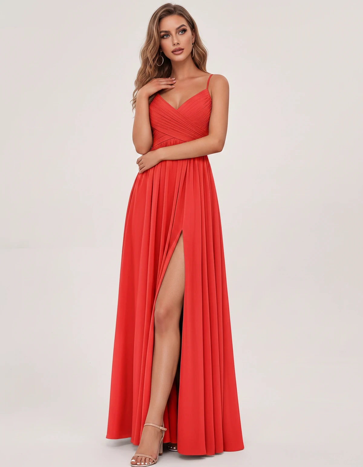 Nasturtia Maxi Dress — Red | SKU: SD-69970-red-2,SD-69970-red-4,SD-69970-red-6,SD-69970-red-8,SD-69970-red-10,SD-69970-red-12,SD-69970-red-14,SD-69970-red-16,SD-69970-red-16W,SD-69970-red-18W,SD-69970-red-20W,SD-69970-red-22W