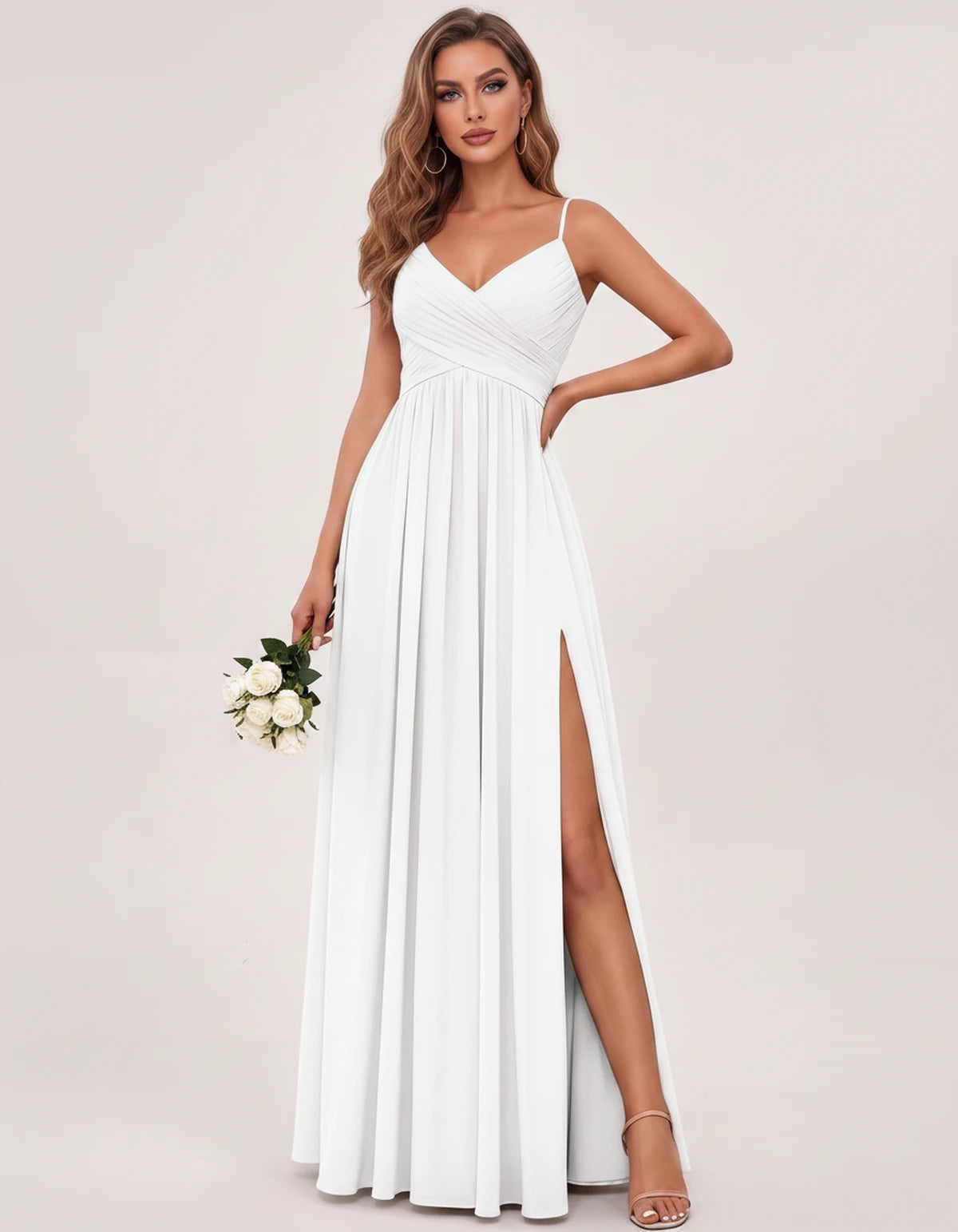 Nasturtia Maxi Dress — White | SKU: SD-69970-white-2,SD-69970-white-4,SD-69970-white-6,SD-69970-white-8,SD-69970-white-10,SD-69970-white-12,SD-69970-white-14,SD-69970-white-16,SD-69970-white-16W,SD-69970-white-18W,SD-69970-white-20W,SD-69970-white-22W