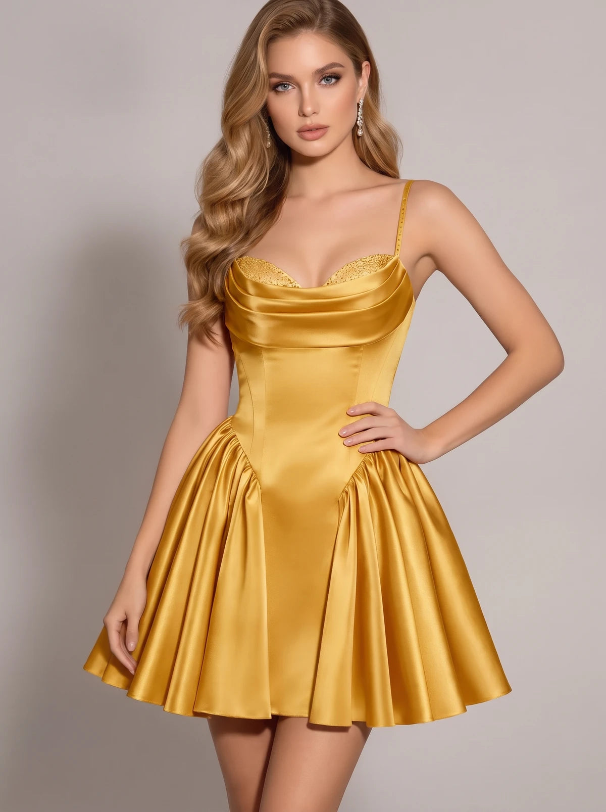 Nectaria Mini Dress — Gold