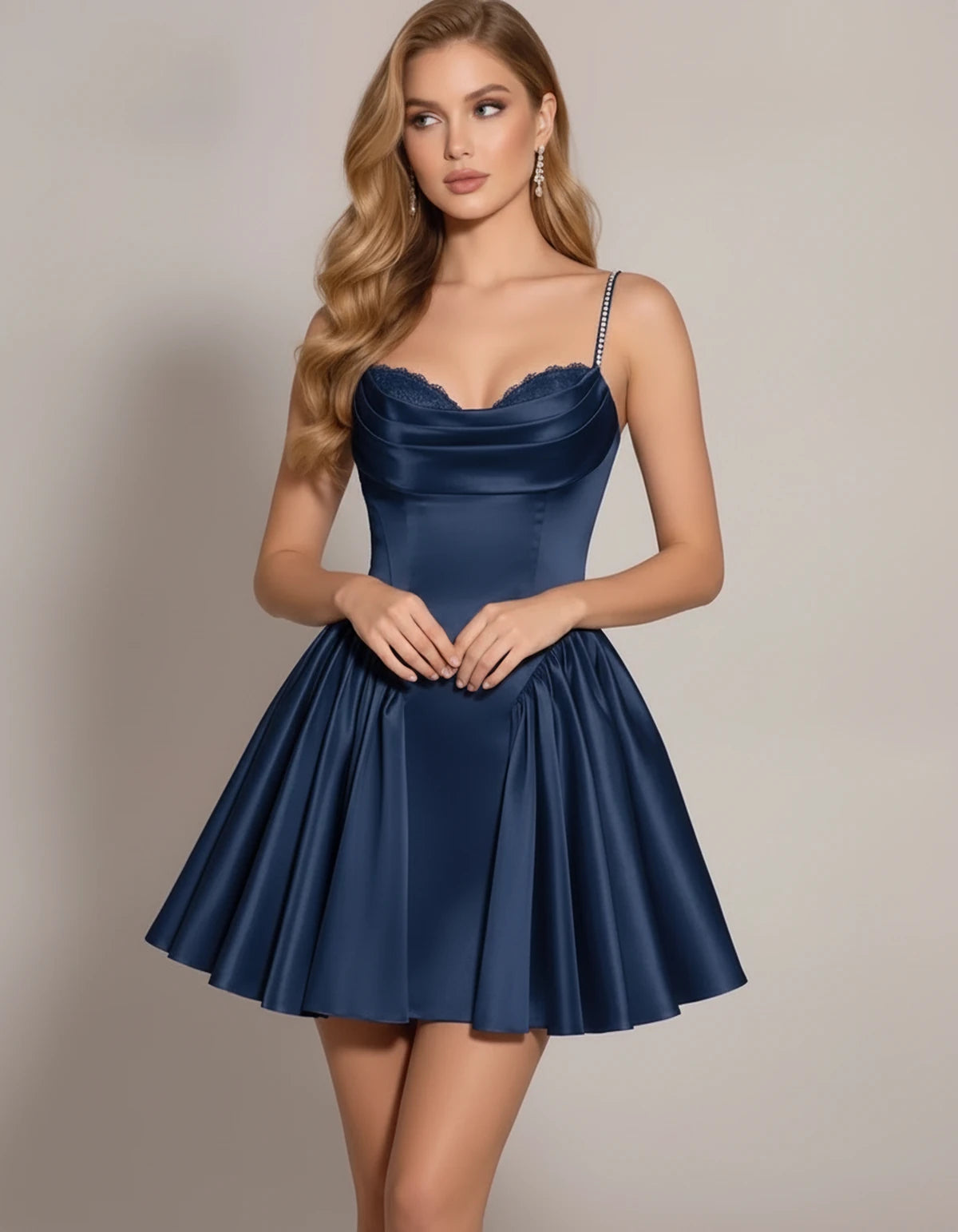 Nectaria Mini Dress — Navy | SKU: SD-88290-navy-2,SD-88290-navy-4,SD-88290-navy-6,SD-88290-navy-8,SD-88290-navy-10,SD-88290-navy-12,SD-88290-navy-14,SD-88290-navy-16,SD-88290-navy-16W,SD-88290-navy-18W,SD-88290-navy-20W,SD-88290-navy-22W