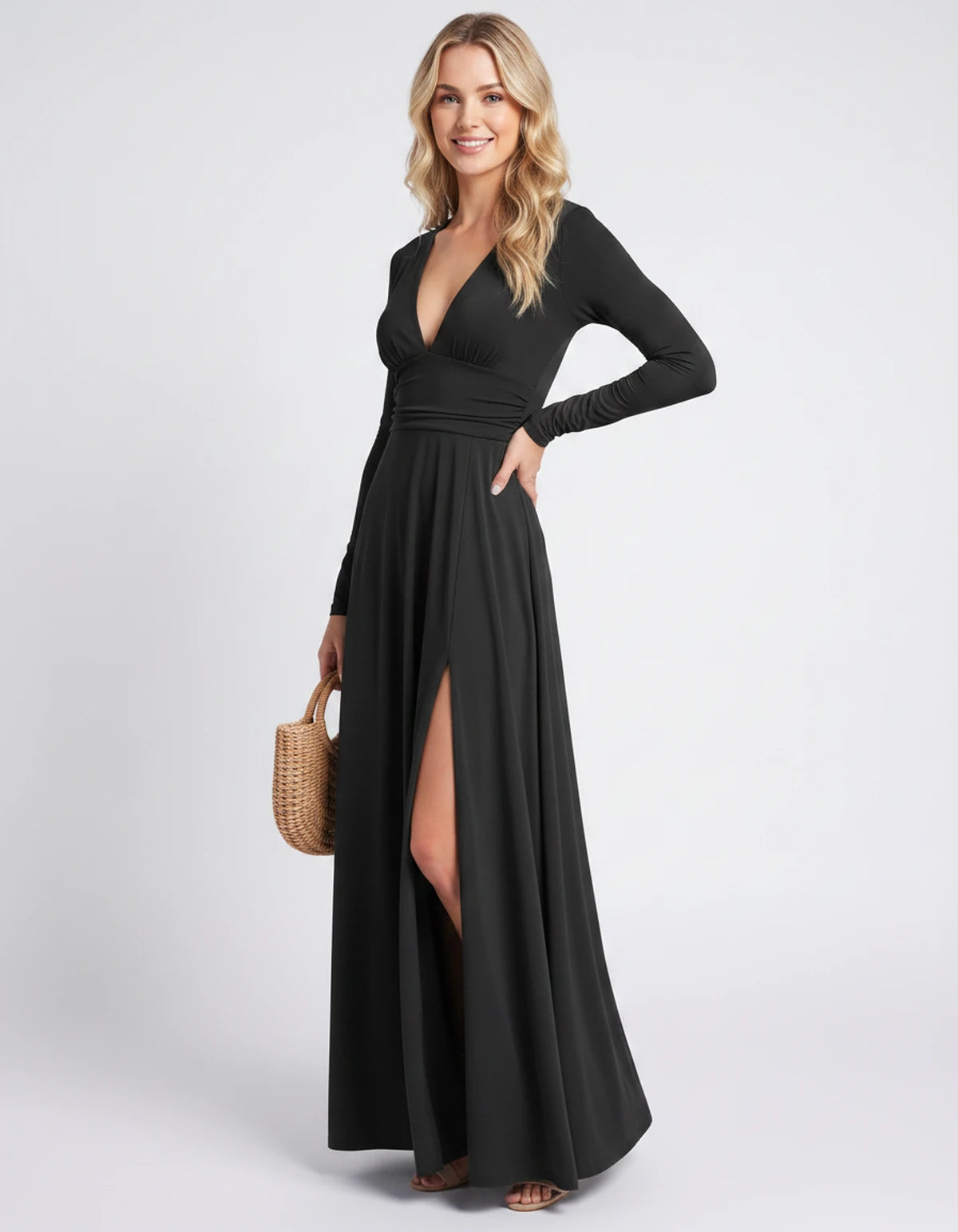 Nerea Maxi Dress — Black | SKU: SD-59482-black-XS,SD-59482-black-S,SD-59482-black-M,SD-59482-black-L,SD-59482-black-XL,SD-59482-black-2XL