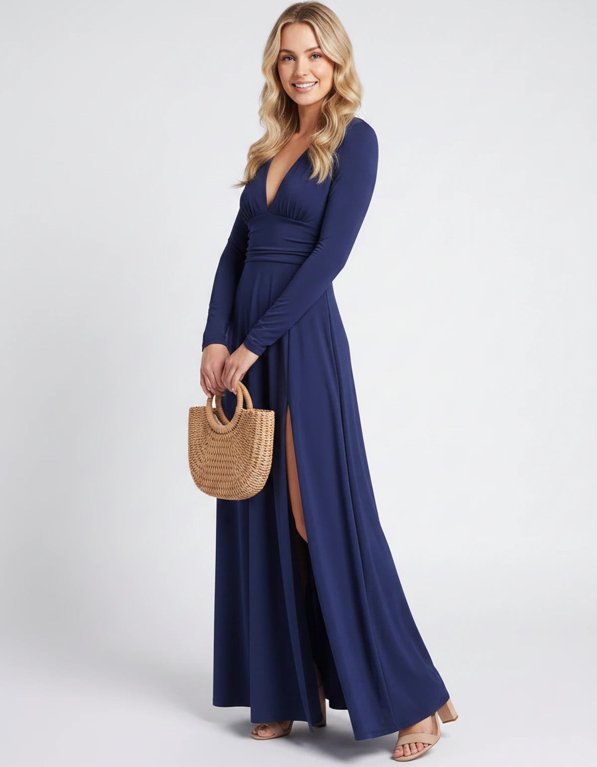 Nerea Maxi Dress — Navy Blue | SKU: SD-59482-navyblue-XS,SD-59482-navyblue-S,SD-59482-navyblue-M,SD-59482-navyblue-L,SD-59482-navyblue-XL,SD-59482-navyblue-2XL