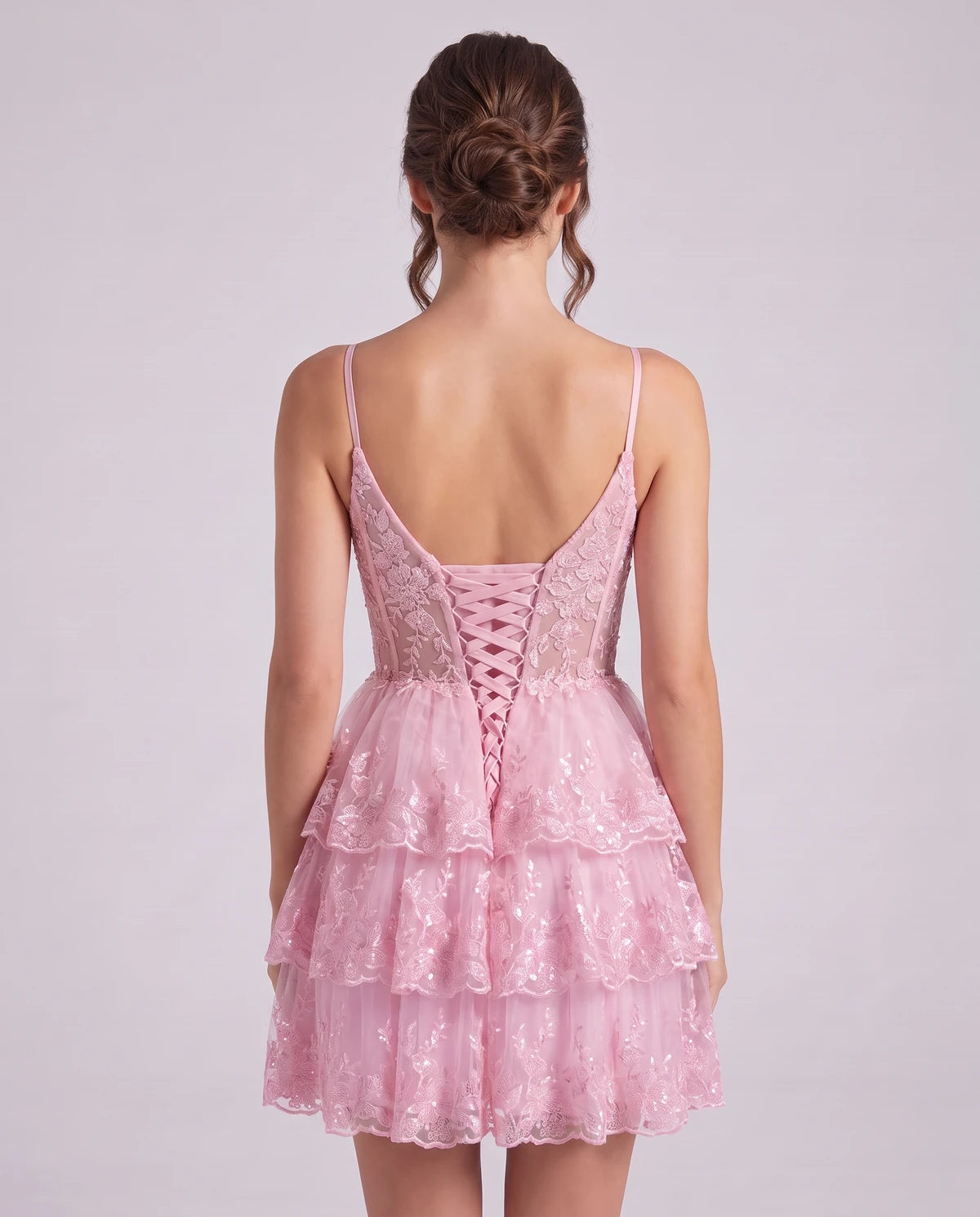Nicolette Mini Dress — Pink | SKU: SD-70322-pink-2,SD-70322-pink-4,SD-70322-pink-6,SD-70322-pink-8,SD-70322-pink-10,SD-70322-pink-12,SD-70322-pink-14,SD-70322-pink-16,SD-70322-pink-18W,SD-70322-pink-20W,SD-70322-pink-22W,SD-70322-pink-24W