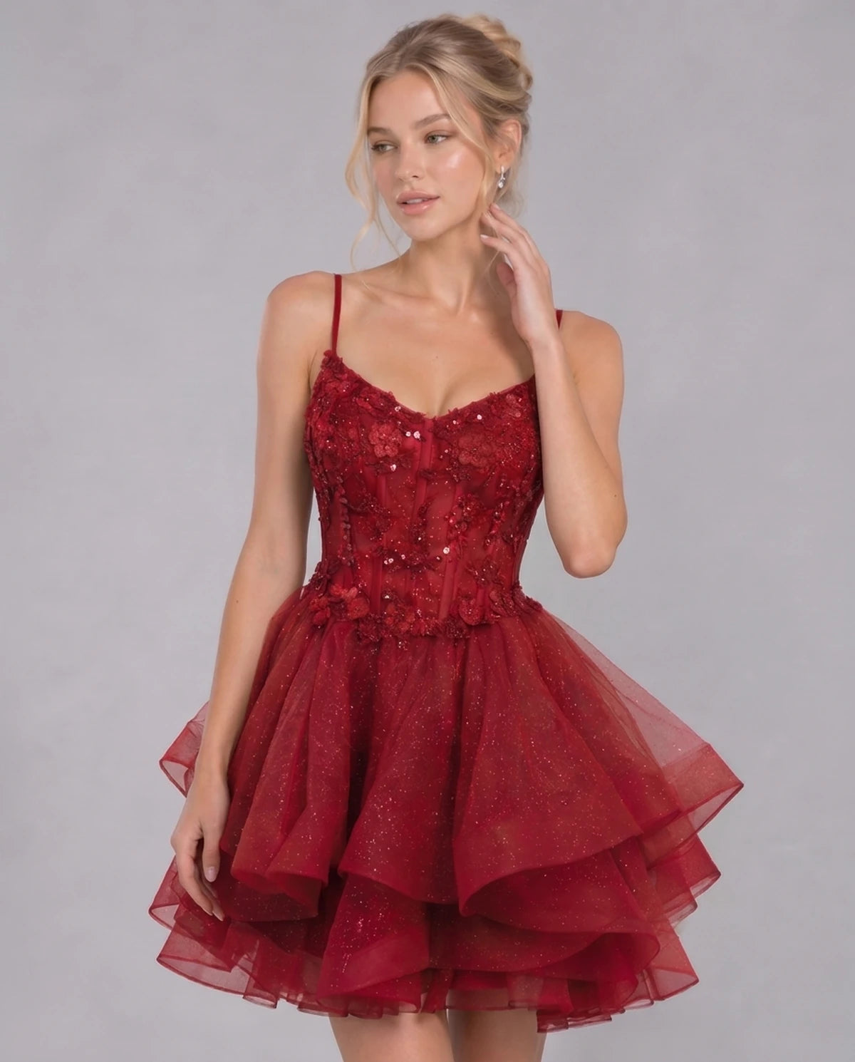 Nicolette Mini Dress — Red | SKU: SD-70322-red-2,SD-70322-red-4,SD-70322-red-6,SD-70322-red-8,SD-70322-red-10,SD-70322-red-12,SD-70322-red-14,SD-70322-red-16,SD-70322-red-18W,SD-70322-red-20W,SD-70322-red-22W,SD-70322-red-24W