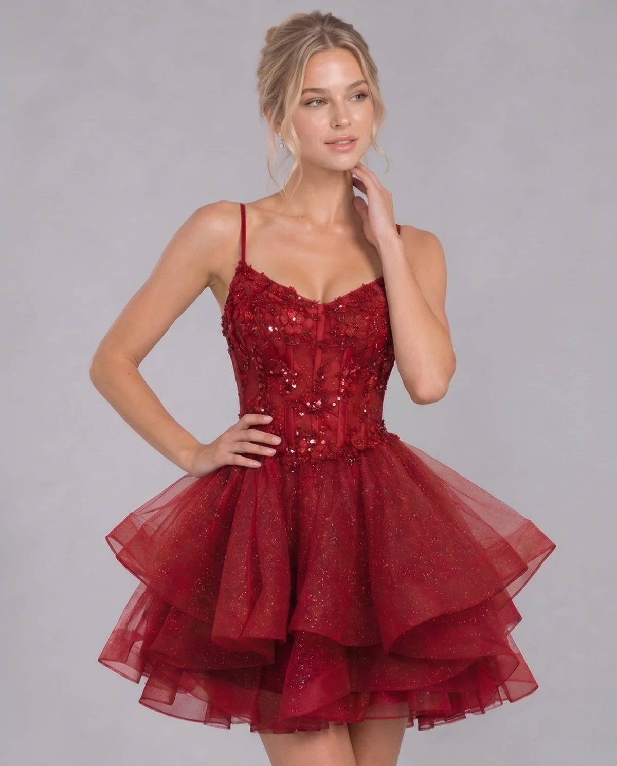 Nicolette Mini Dress — Red | SKU: SD-70322-red-2,SD-70322-red-4,SD-70322-red-6,SD-70322-red-8,SD-70322-red-10,SD-70322-red-12,SD-70322-red-14,SD-70322-red-16,SD-70322-red-18W,SD-70322-red-20W,SD-70322-red-22W,SD-70322-red-24W