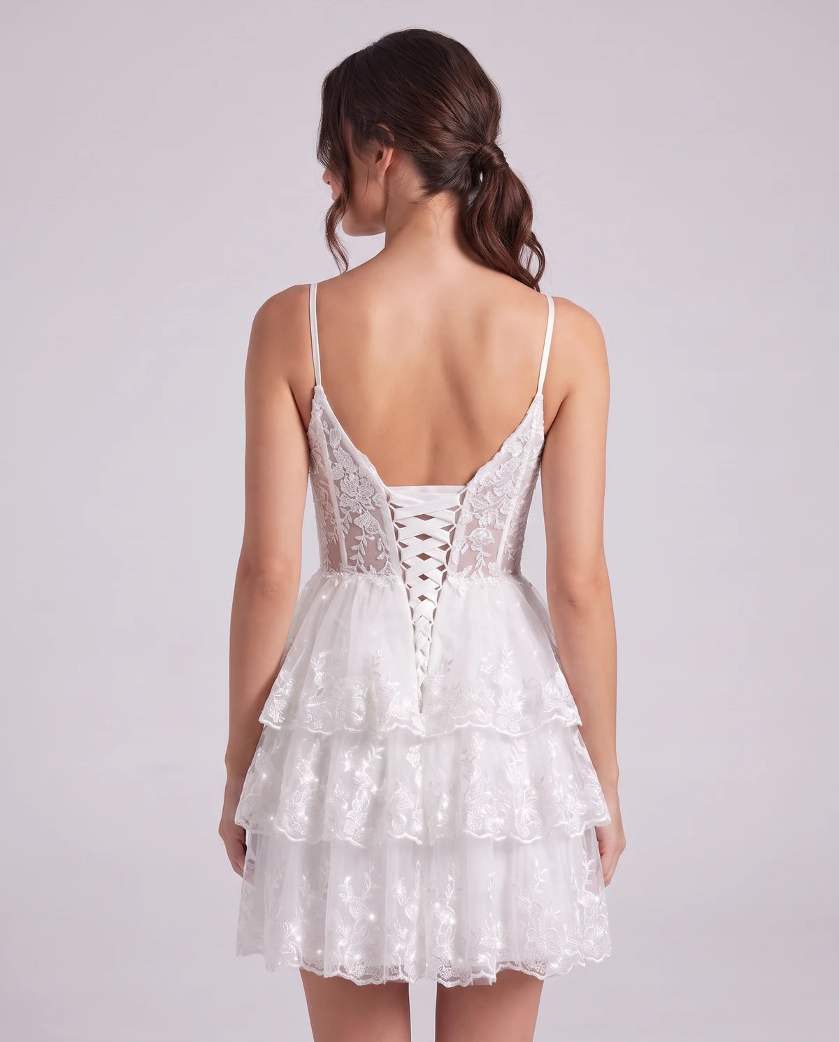 Nicolette Mini Dress — White | SKU: SD-70322-white-2,SD-70322-white-4,SD-70322-white-6,SD-70322-white-8,SD-70322-white-10,SD-70322-white-12,SD-70322-white-14,SD-70322-white-16,SD-70322-white-18W,SD-70322-white-20W,SD-70322-white-22W,SD-70322-white-24W