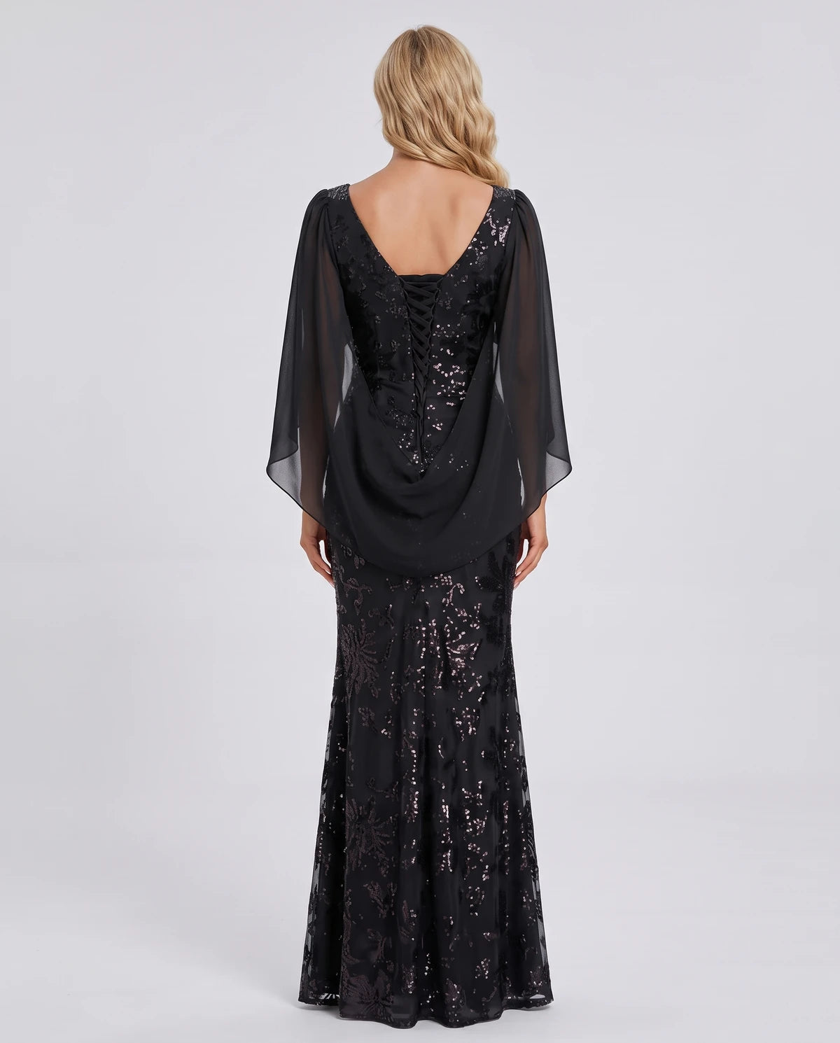 Nightingale Maxi Dress — Black | SKU: SD-21944-black-2,SD-21944-black-4,SD-21944-black-6,SD-21944-black-8,SD-21944-black-10,SD-21944-black-12,SD-21944-black-14,SD-21944-black-16,SD-21944-black-16W,SD-21944-black-18W,SD-21944-black-20W,SD-21944-black-22W
