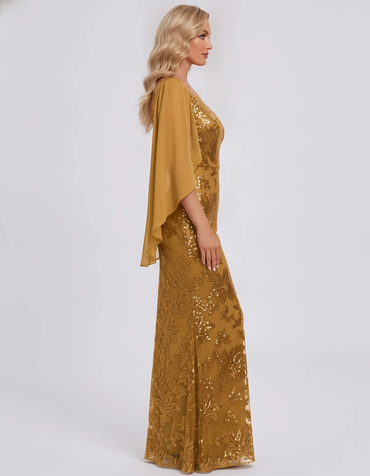 Nightingale Maxi Dress — Gold | SKU: SD-21944-gold-2,SD-21944-gold-4,SD-21944-gold-6,SD-21944-gold-8,SD-21944-gold-10,SD-21944-gold-12,SD-21944-gold-14,SD-21944-gold-16,SD-21944-gold-16W,SD-21944-gold-18W,SD-21944-gold-20W,SD-21944-gold-22W