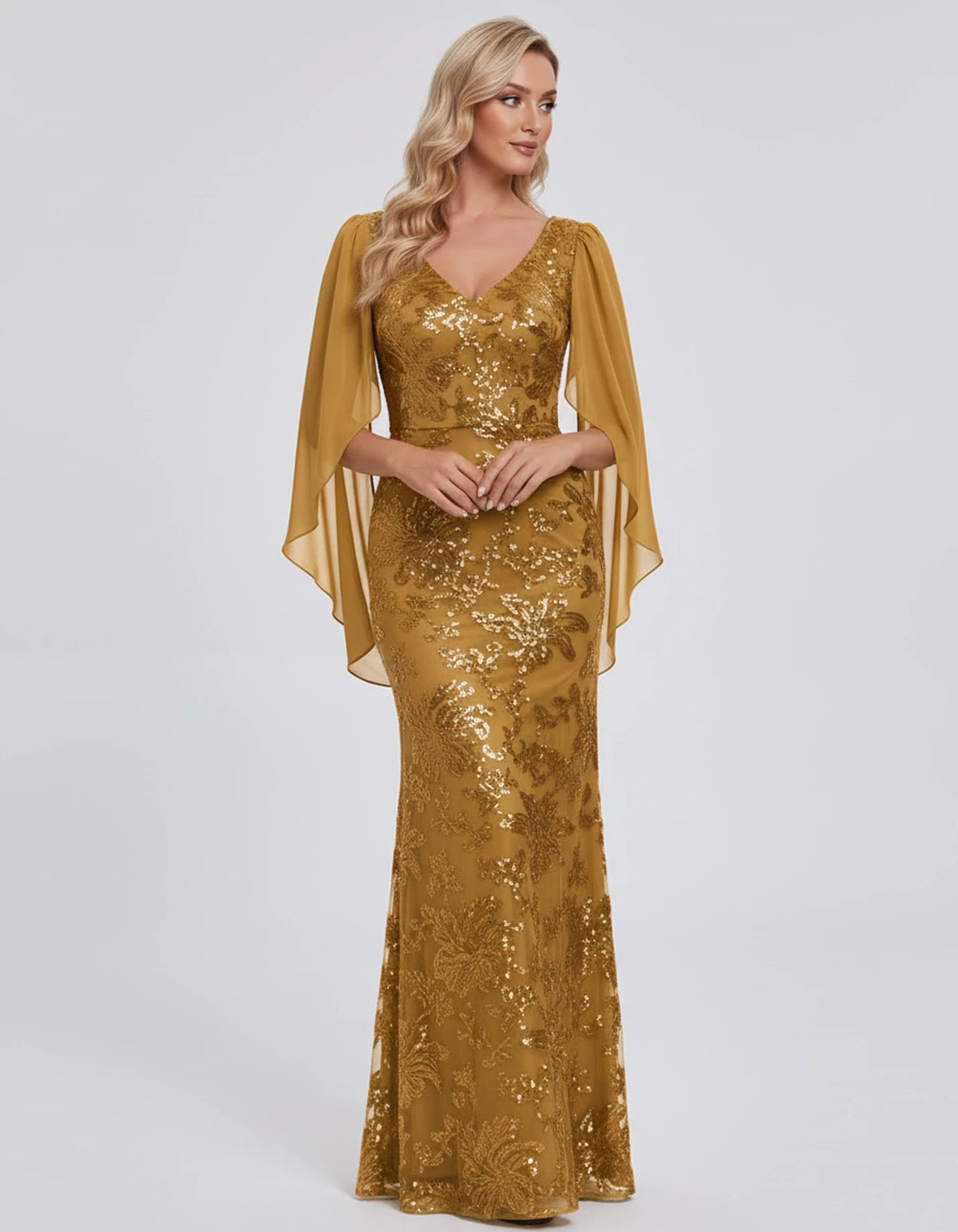 Nightingale Maxi Dress — Gold | SKU: SD-21944-gold-2,SD-21944-gold-4,SD-21944-gold-6,SD-21944-gold-8,SD-21944-gold-10,SD-21944-gold-12,SD-21944-gold-14,SD-21944-gold-16,SD-21944-gold-16W,SD-21944-gold-18W,SD-21944-gold-20W,SD-21944-gold-22W
