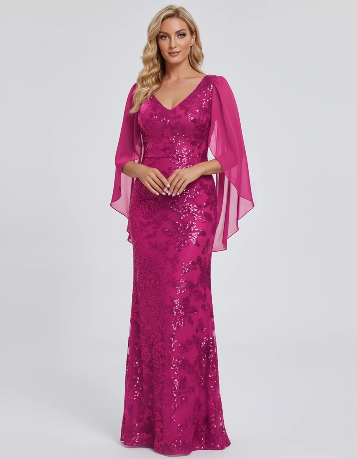 Nightingale Maxi Dress — Hot Pink | SKU: SD-21944-hotpink-2,SD-21944-hotpink-4,SD-21944-hotpink-6,SD-21944-hotpink-8,SD-21944-hotpink-10,SD-21944-hotpink-12,SD-21944-hotpink-14,SD-21944-hotpink-16,SD-21944-hotpink-16W,SD-21944-hotpink-18W,SD-21944-hotpink-20W,SD-21944-hotpink-22W