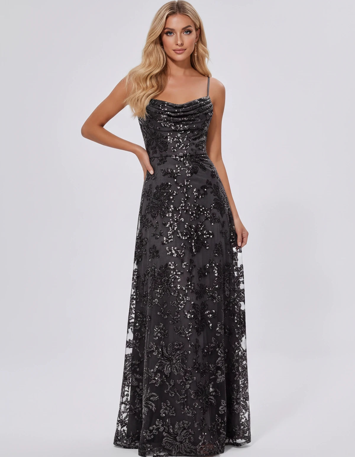 Nimuelle Maxi Dress — Black | SKU: SD-93381-black-2,SD-93381-black-4,SD-93381-black-6,SD-93381-black-8,SD-93381-black-10,SD-93381-black-12,SD-93381-black-14,SD-93381-black-16,SD-93381-black-16W,SD-93381-black-18W,SD-93381-black-20W,SD-93381-black-22W