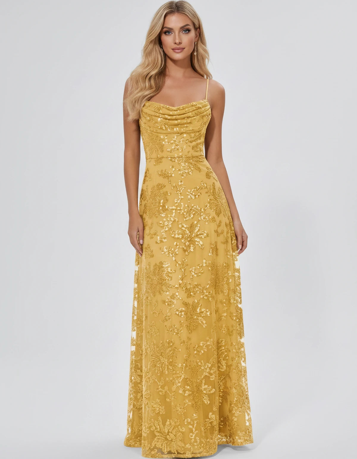 Nimuelle Maxi Dress — Gold | SKU: SD-93381-gold-2,SD-93381-gold-4,SD-93381-gold-6,SD-93381-gold-8,SD-93381-gold-10,SD-93381-gold-12,SD-93381-gold-14,SD-93381-gold-16,SD-93381-gold-16W,SD-93381-gold-18W,SD-93381-gold-20W,SD-93381-gold-22W