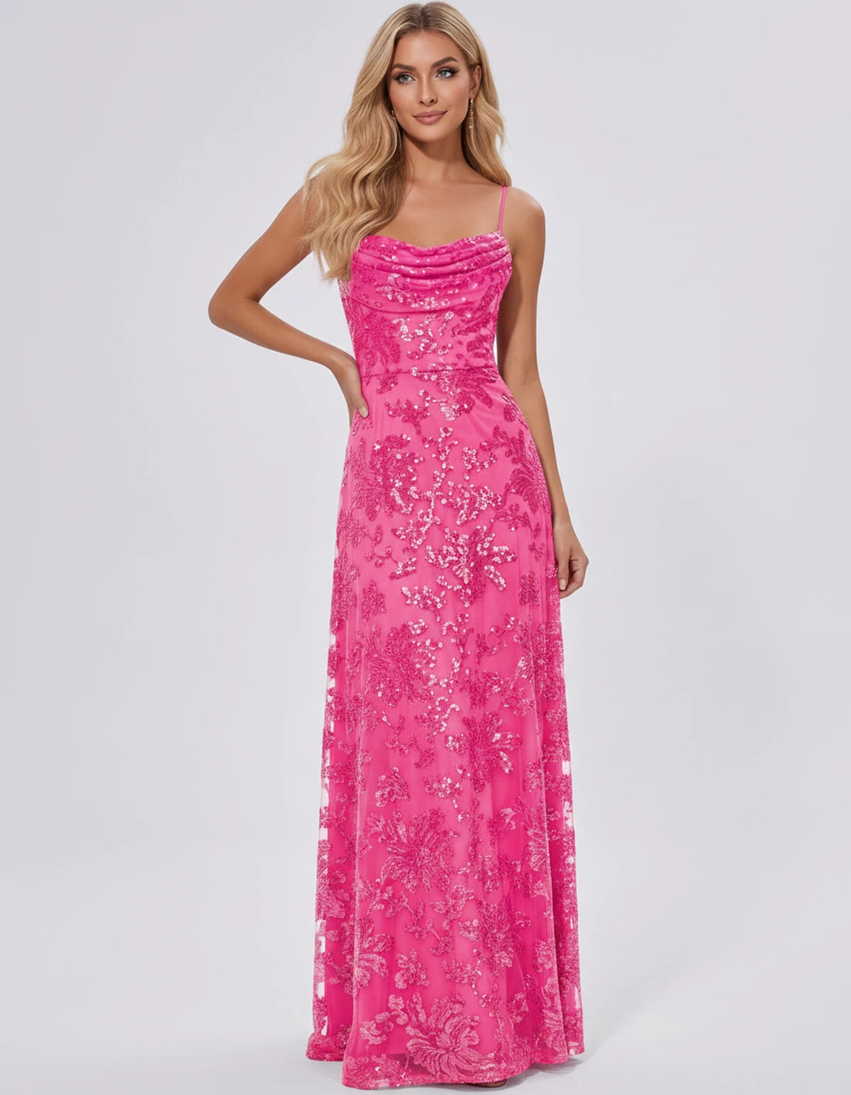 Nimuelle Maxi Dress — Hot Pink | SKU: SD-93381-hotpink-2,SD-93381-hotpink-4,SD-93381-hotpink-6,SD-93381-hotpink-8,SD-93381-hotpink-10,SD-93381-hotpink-12,SD-93381-hotpink-14,SD-93381-hotpink-16,SD-93381-hotpink-16W,SD-93381-hotpink-18W,SD-93381-hotpink-20W,SD-93381-hotpink-22W