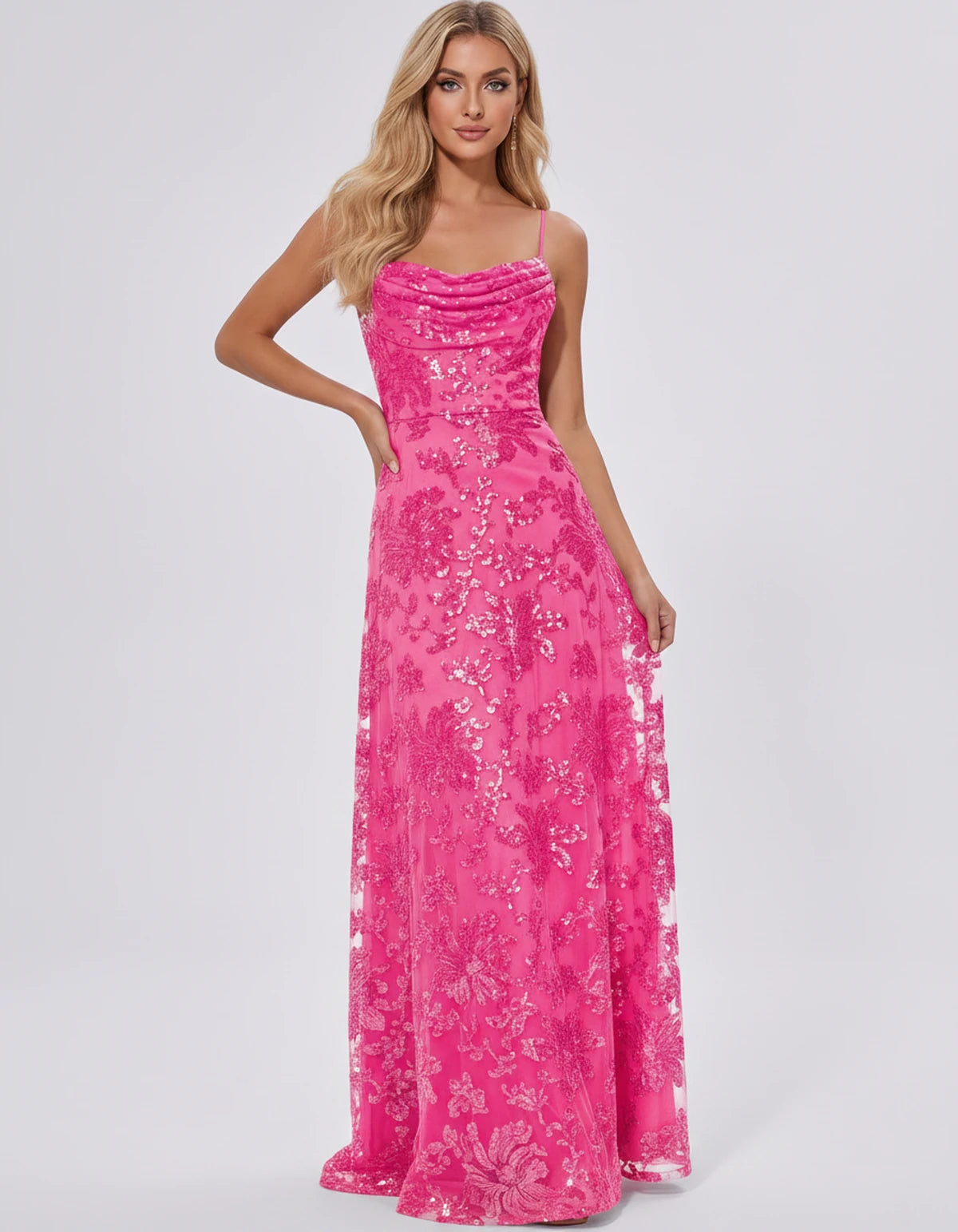 Nimuelle Maxi Dress — Hot Pink | SKU: SD-93381-hotpink-2,SD-93381-hotpink-4,SD-93381-hotpink-6,SD-93381-hotpink-8,SD-93381-hotpink-10,SD-93381-hotpink-12,SD-93381-hotpink-14,SD-93381-hotpink-16,SD-93381-hotpink-16W,SD-93381-hotpink-18W,SD-93381-hotpink-20W,SD-93381-hotpink-22W