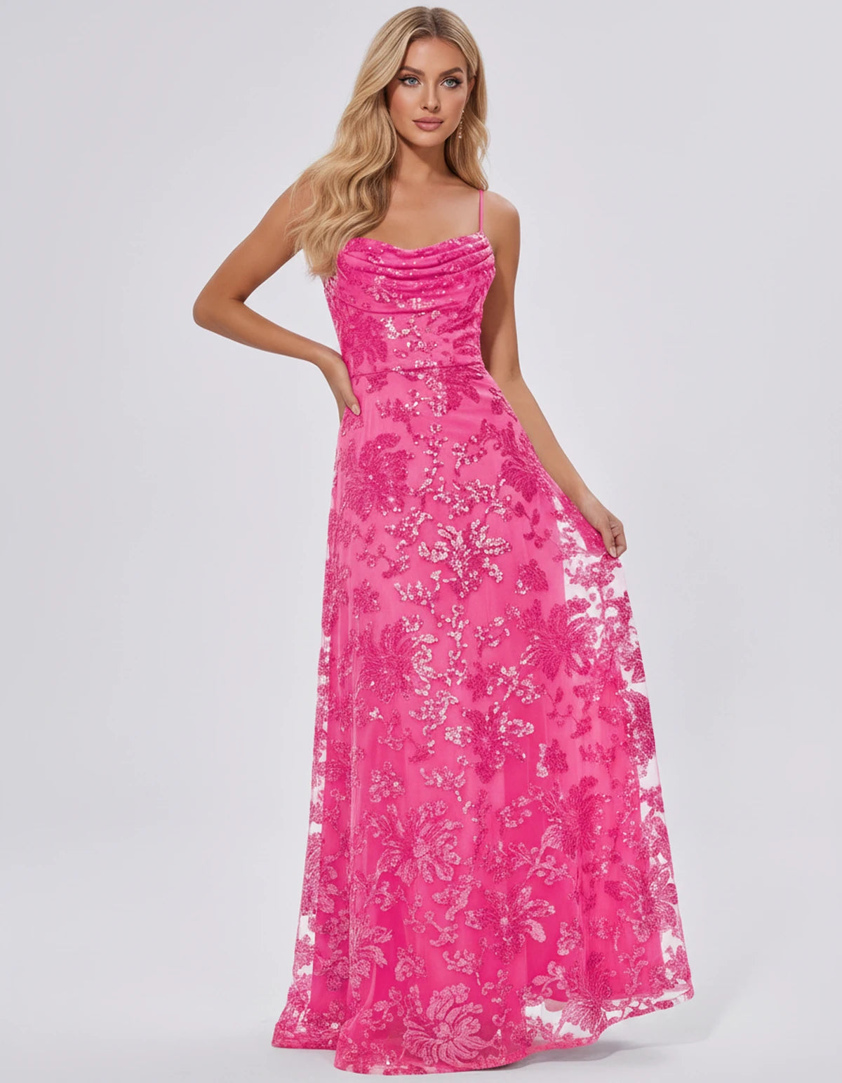 Nimuelle Maxi Dress — Hot Pink | SKU: SD-93381-hotpink-2,SD-93381-hotpink-4,SD-93381-hotpink-6,SD-93381-hotpink-8,SD-93381-hotpink-10,SD-93381-hotpink-12,SD-93381-hotpink-14,SD-93381-hotpink-16,SD-93381-hotpink-16W,SD-93381-hotpink-18W,SD-93381-hotpink-20W,SD-93381-hotpink-22W