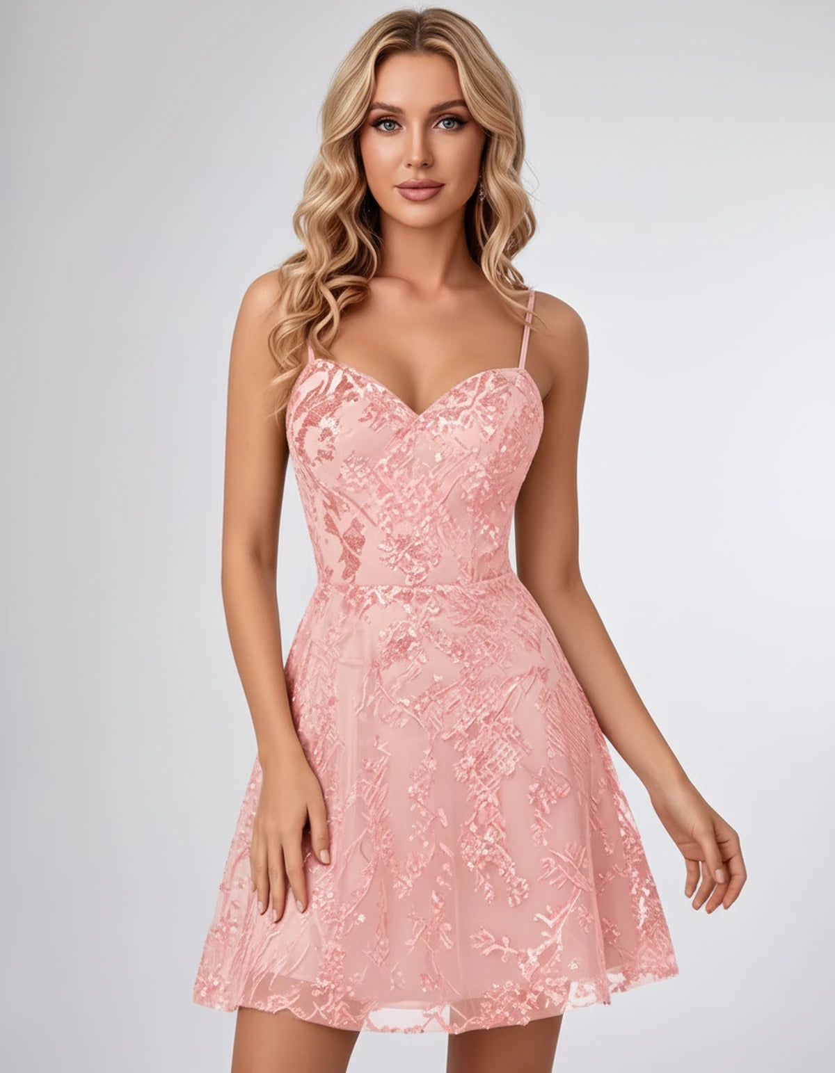 Nolwenn Mini Dress — Pink | SKU: SD-80514-pink-2,SD-80514-pink-4,SD-80514-pink-6,SD-80514-pink-8,SD-80514-pink-10,SD-80514-pink-12,SD-80514-pink-14,SD-80514-pink-16,SD-80514-pink-16W,SD-80514-pink-18W,SD-80514-pink-20W,SD-80514-pink-22W