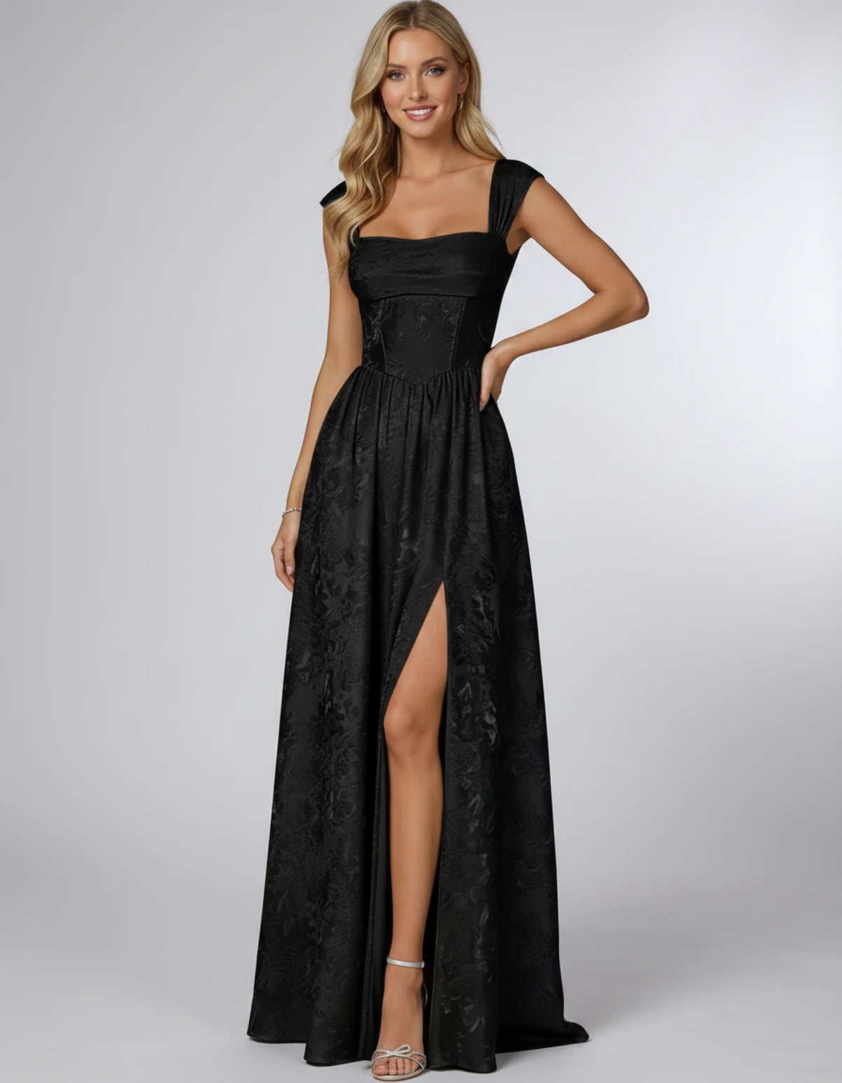 Oceane Maxi Dress — Black | SKU: SD-42633-black-2,SD-42633-black-4,SD-42633-black-6,SD-42633-black-8,SD-42633-black-10,SD-42633-black-12,SD-42633-black-14,SD-42633-black-16,SD-42633-black-16W,SD-42633-black-18W,SD-42633-black-20W,SD-42633-black-22W