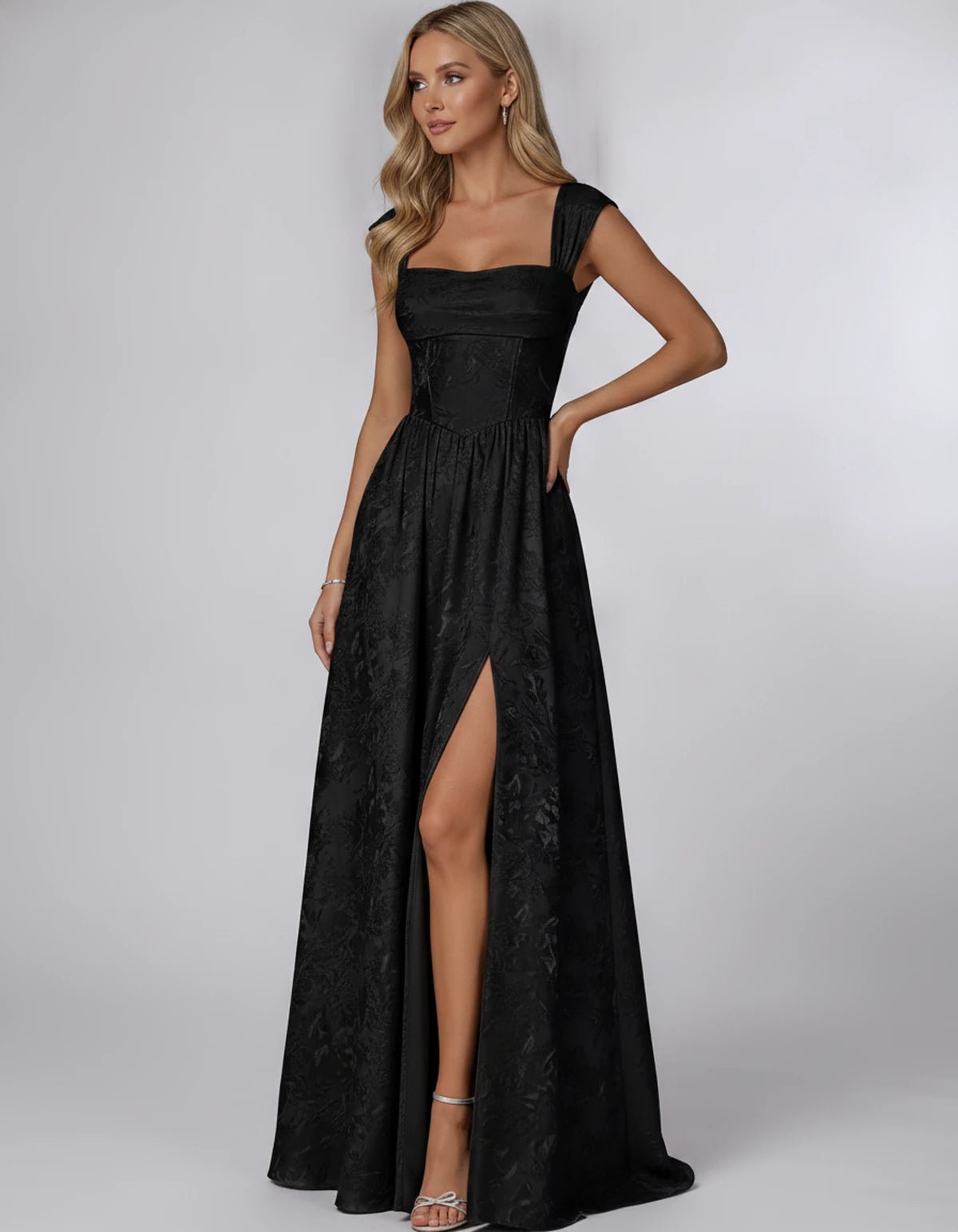 Oceane Maxi Dress — Black | SKU: SD-42633-black-2,SD-42633-black-4,SD-42633-black-6,SD-42633-black-8,SD-42633-black-10,SD-42633-black-12,SD-42633-black-14,SD-42633-black-16,SD-42633-black-16W,SD-42633-black-18W,SD-42633-black-20W,SD-42633-black-22W