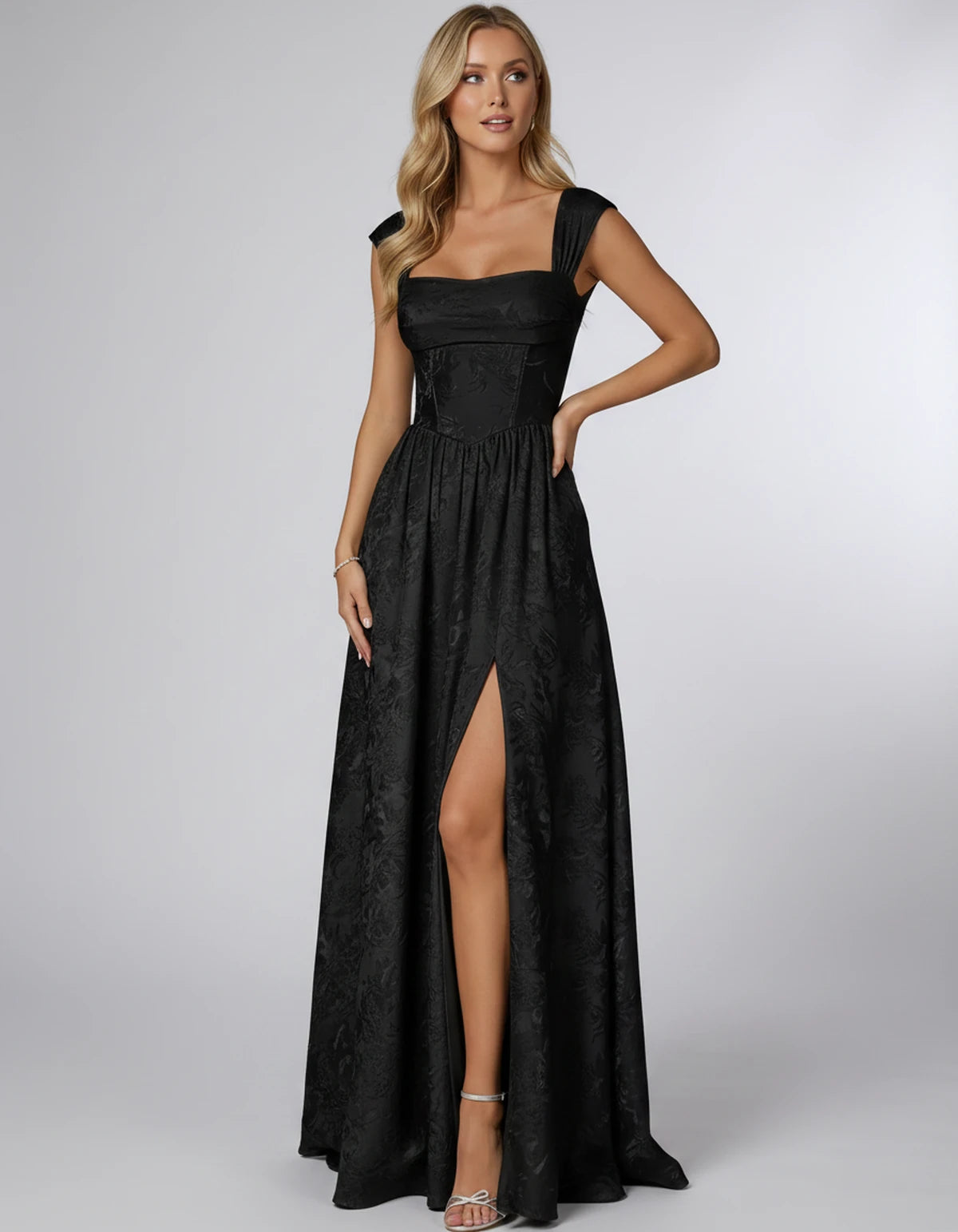Oceane Maxi Dress — Black | SKU: SD-42633-black-2,SD-42633-black-4,SD-42633-black-6,SD-42633-black-8,SD-42633-black-10,SD-42633-black-12,SD-42633-black-14,SD-42633-black-16,SD-42633-black-16W,SD-42633-black-18W,SD-42633-black-20W,SD-42633-black-22W