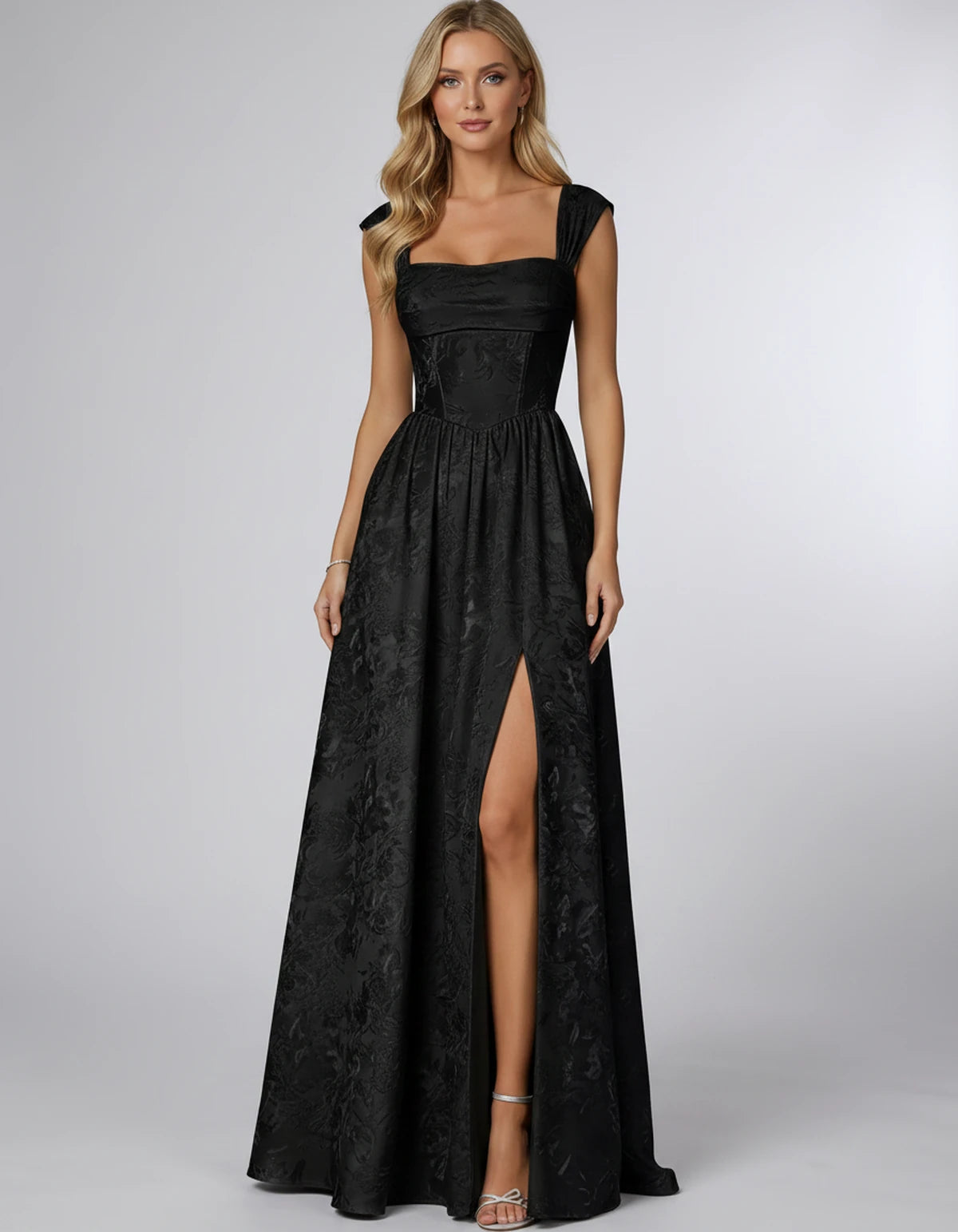 Oceane Maxi Dress — Black | SKU: SD-42633-black-2,SD-42633-black-4,SD-42633-black-6,SD-42633-black-8,SD-42633-black-10,SD-42633-black-12,SD-42633-black-14,SD-42633-black-16,SD-42633-black-16W,SD-42633-black-18W,SD-42633-black-20W,SD-42633-black-22W