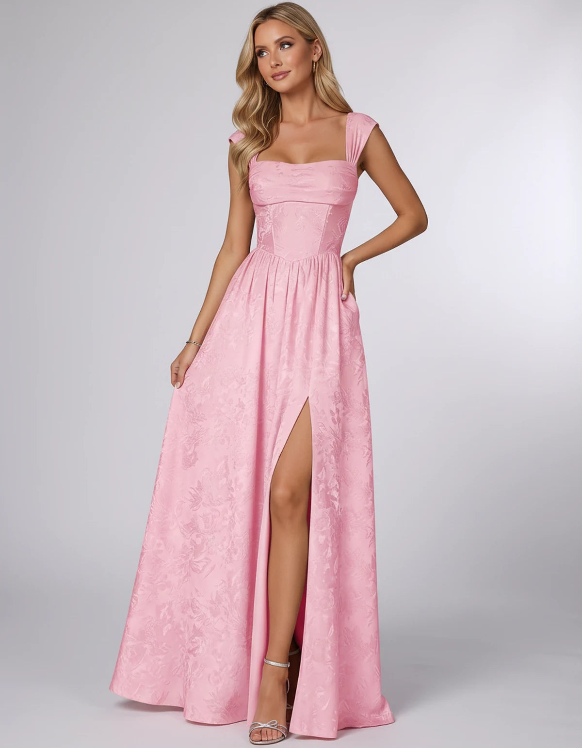 Oceane Maxi Dress — Pink | SKU: SD-42633-pink-2,SD-42633-pink-4,SD-42633-pink-6,SD-42633-pink-8,SD-42633-pink-10,SD-42633-pink-12,SD-42633-pink-14,SD-42633-pink-16,SD-42633-pink-16W,SD-42633-pink-18W,SD-42633-pink-20W,SD-42633-pink-22W