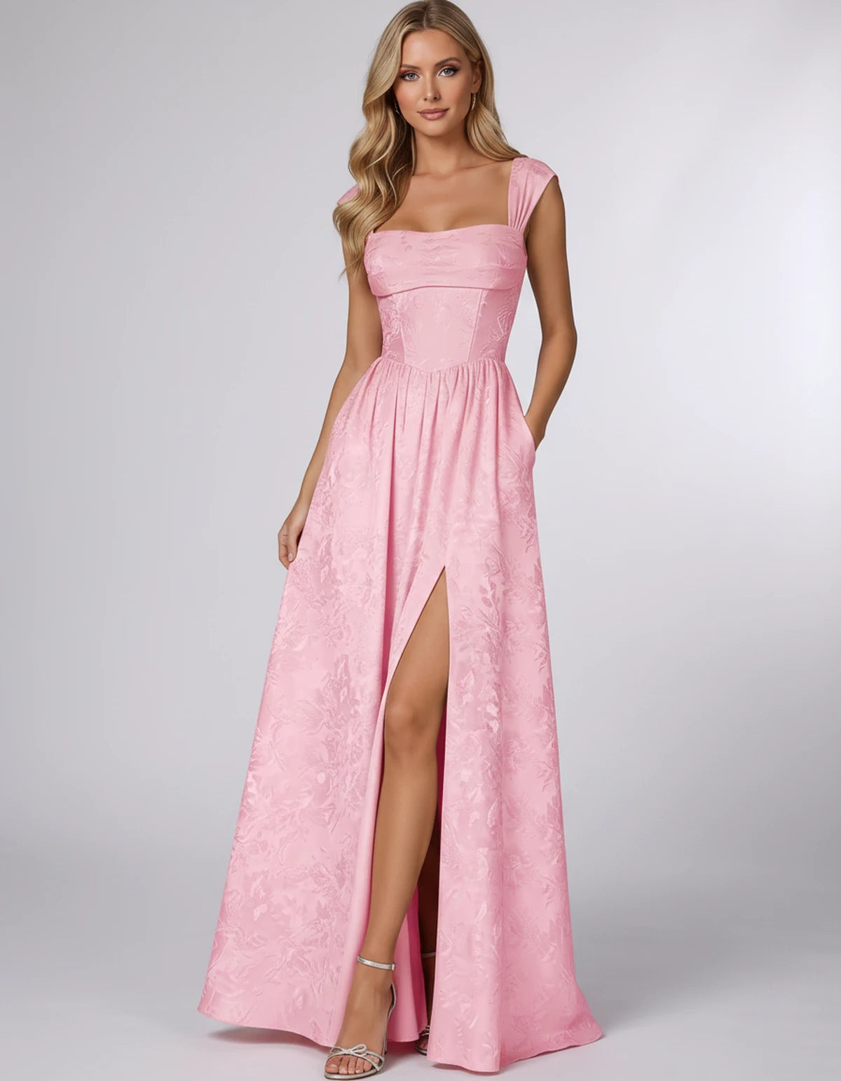 Oceane Maxi Dress — Pink | SKU: SD-42633-pink-2,SD-42633-pink-4,SD-42633-pink-6,SD-42633-pink-8,SD-42633-pink-10,SD-42633-pink-12,SD-42633-pink-14,SD-42633-pink-16,SD-42633-pink-16W,SD-42633-pink-18W,SD-42633-pink-20W,SD-42633-pink-22W