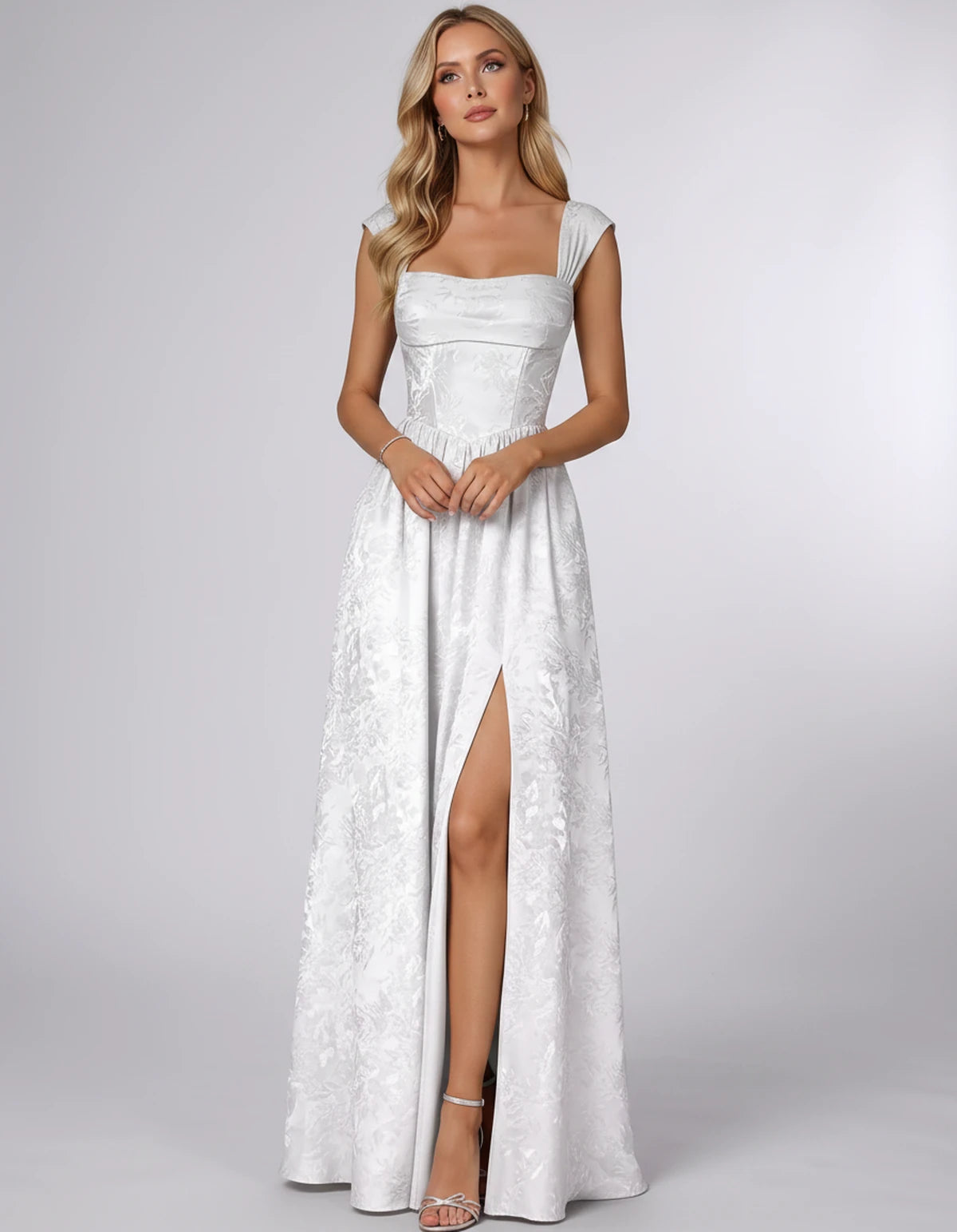 Oceane Maxi Dress — White | SKU: SD-42633-white-2,SD-42633-white-4,SD-42633-white-6,SD-42633-white-8,SD-42633-white-10,SD-42633-white-12,SD-42633-white-14,SD-42633-white-16,SD-42633-white-16W,SD-42633-white-18W,SD-42633-white-20W,SD-42633-white-22W